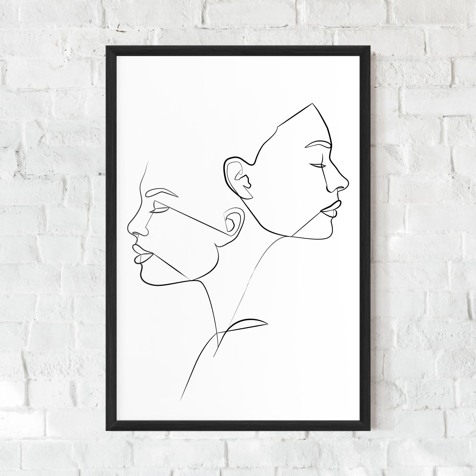 Keretezett Poszter Female Black Line mockup 0