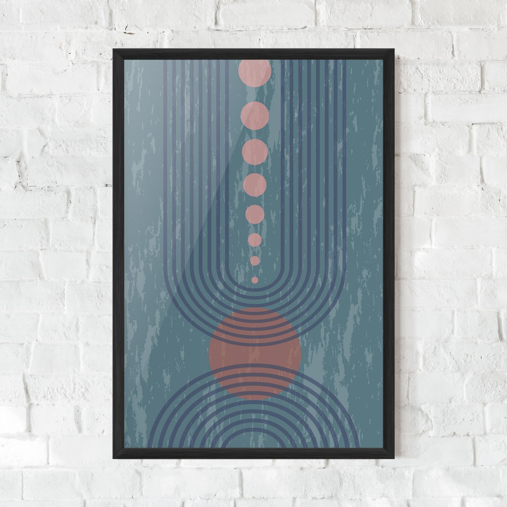 Keretezett Poszter Pink Circle On Blue mockup 0