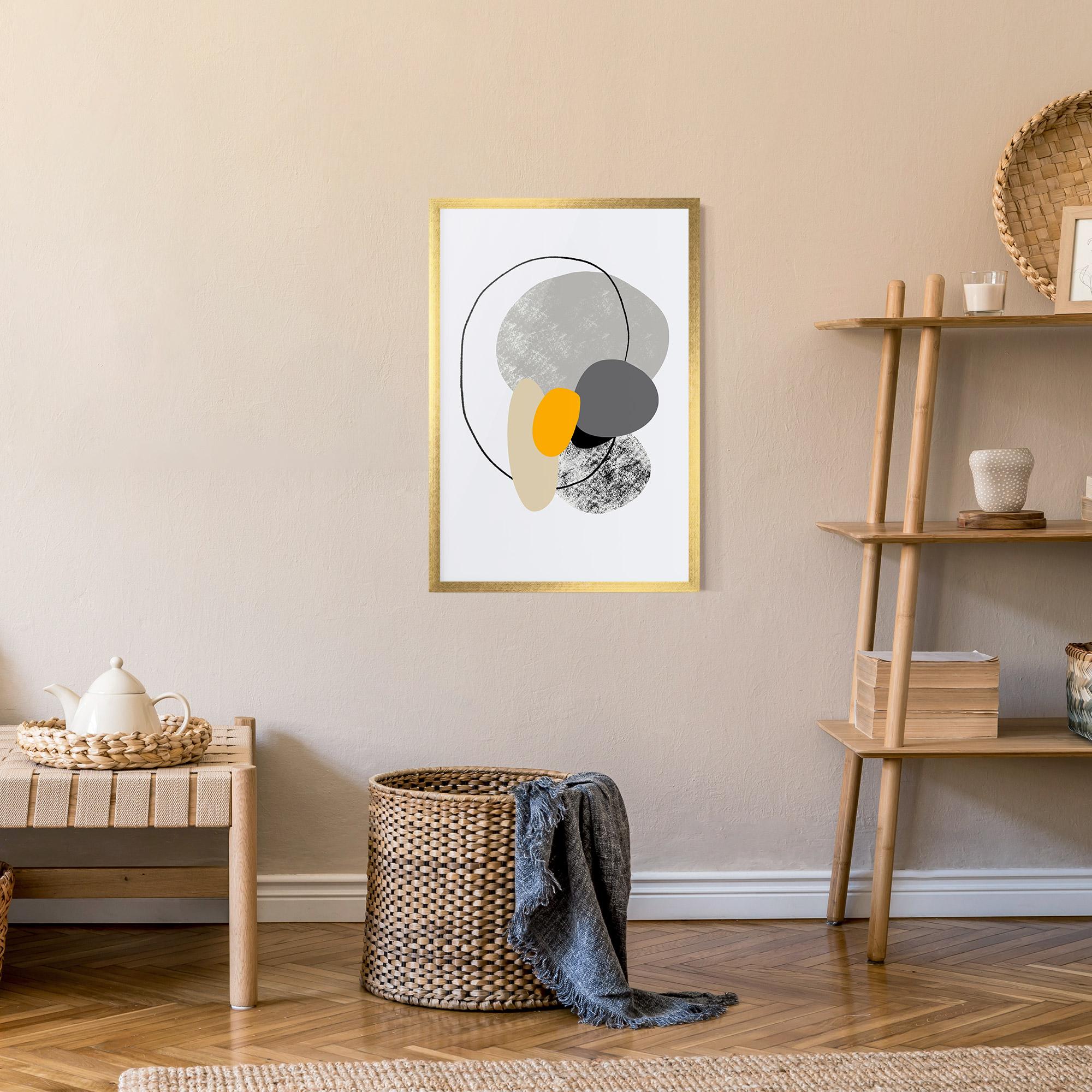 Keretezett Poszter Grey Orange Shape mockup 9