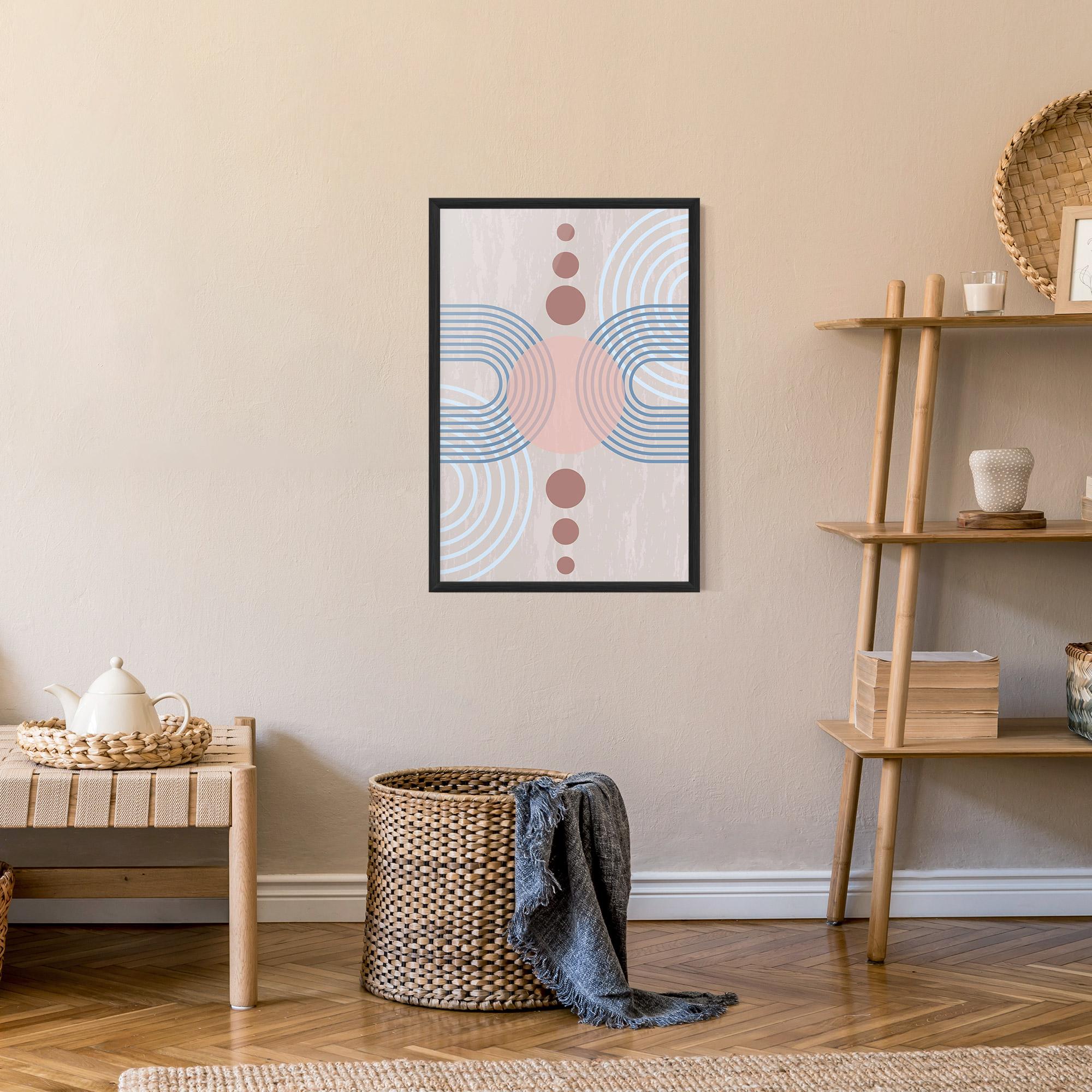 Keretezett Poszter Blue Lines On Pink mockup 9