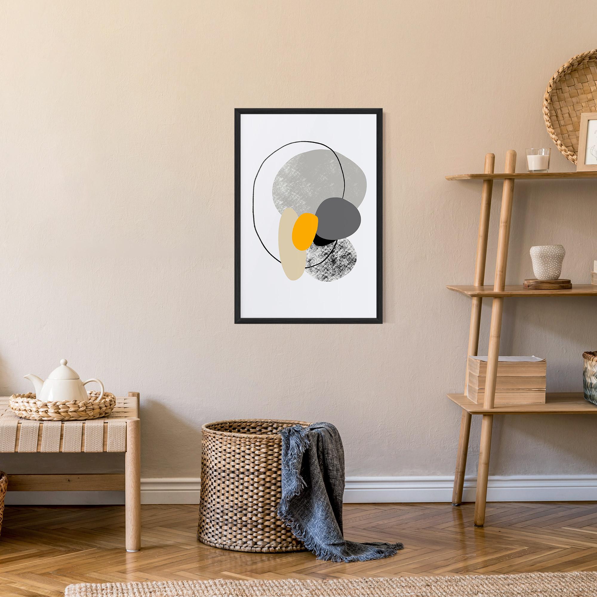 Keretezett Poszter Grey Orange Shape mockup 9