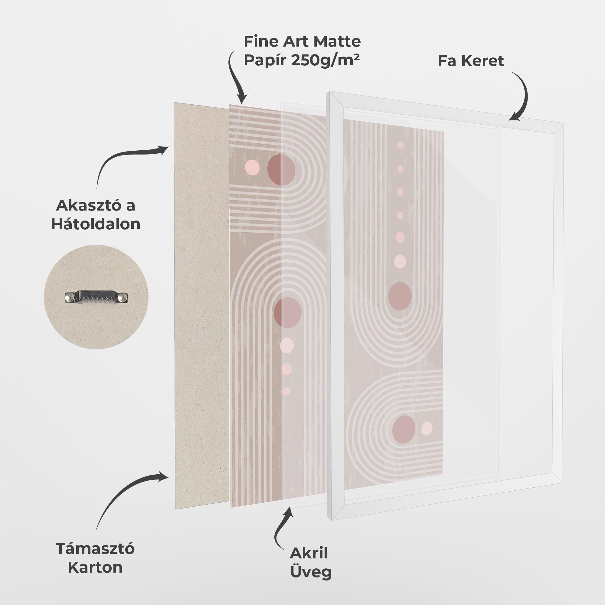 Keretezett Poszter Pink Circle On Cream mockup 1