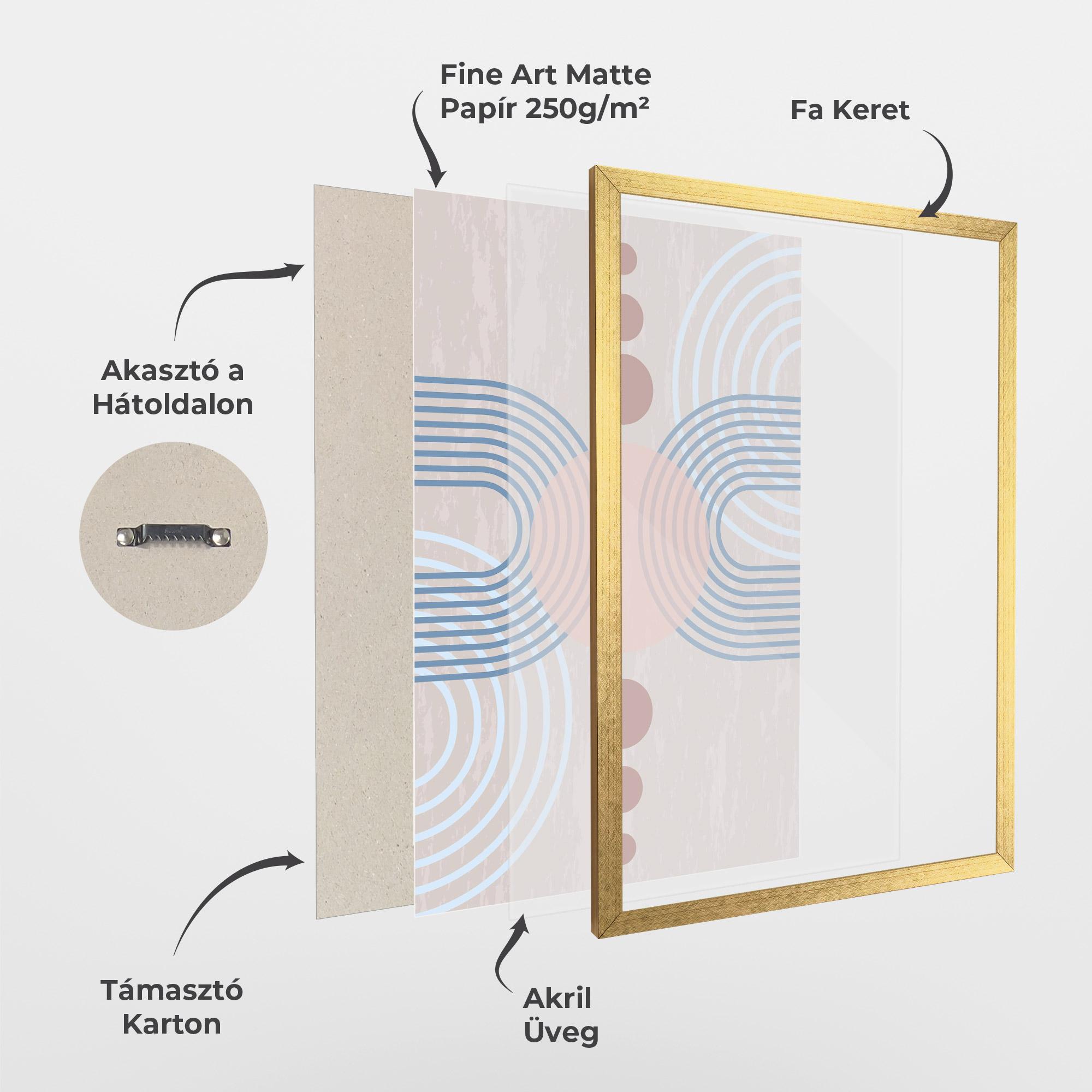 Keretezett Poszter Blue Lines On Pink mockup 1