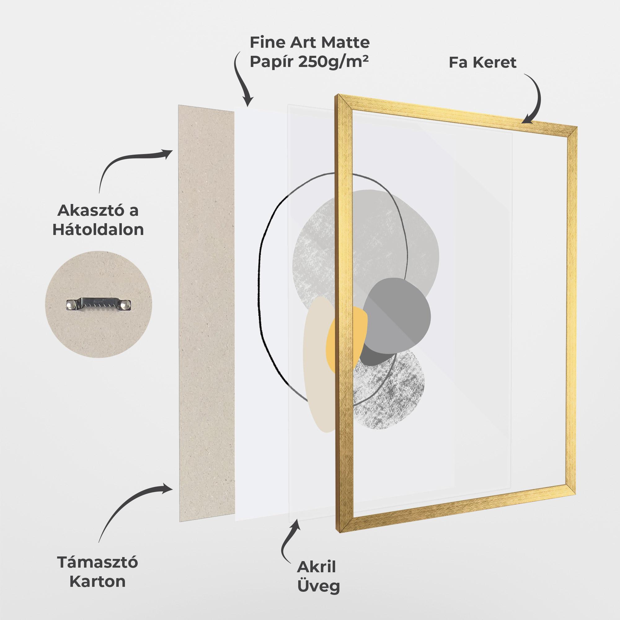 Keretezett Poszter Grey Orange Shape mockup 1