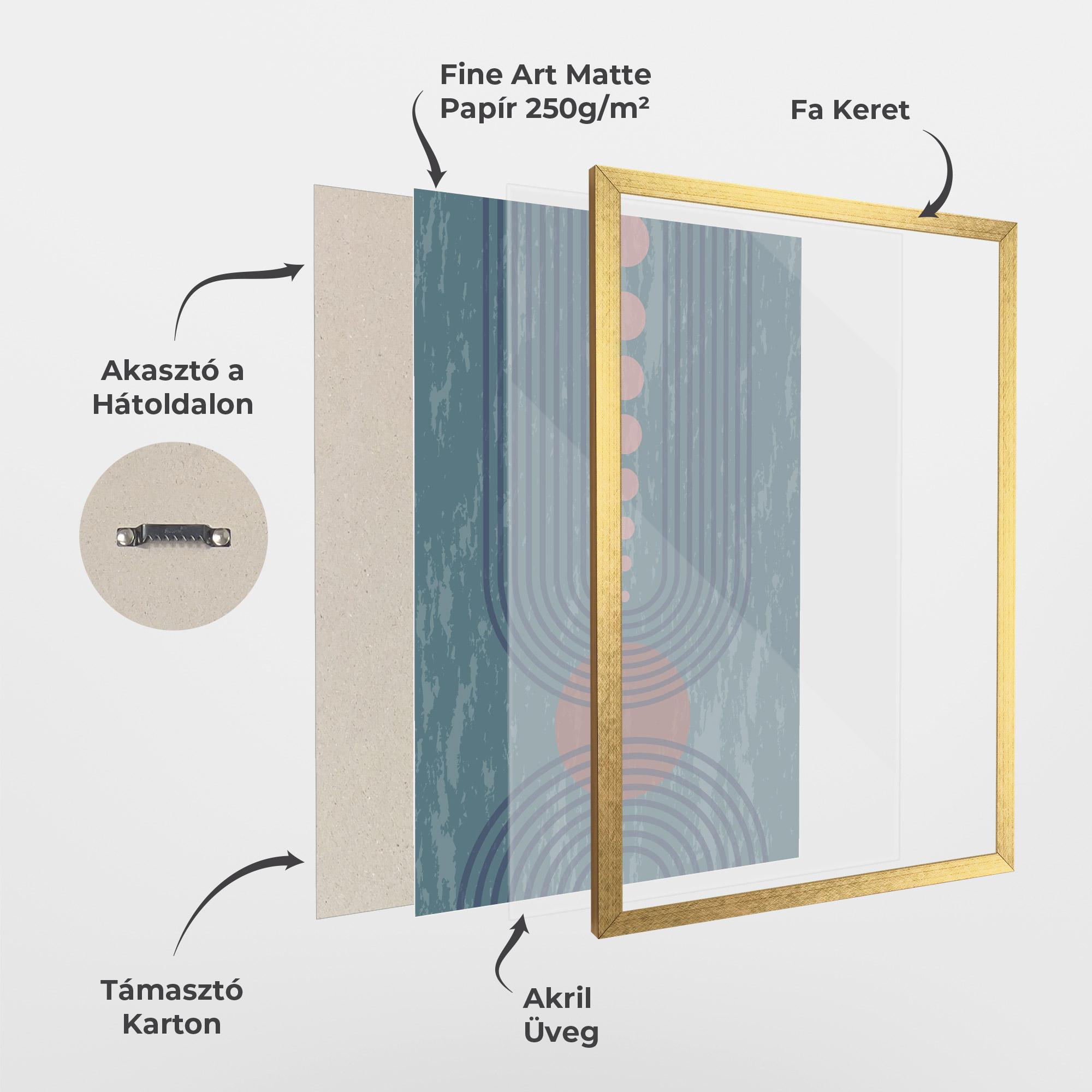 Keretezett Poszter Pink Circle On Blue mockup 1