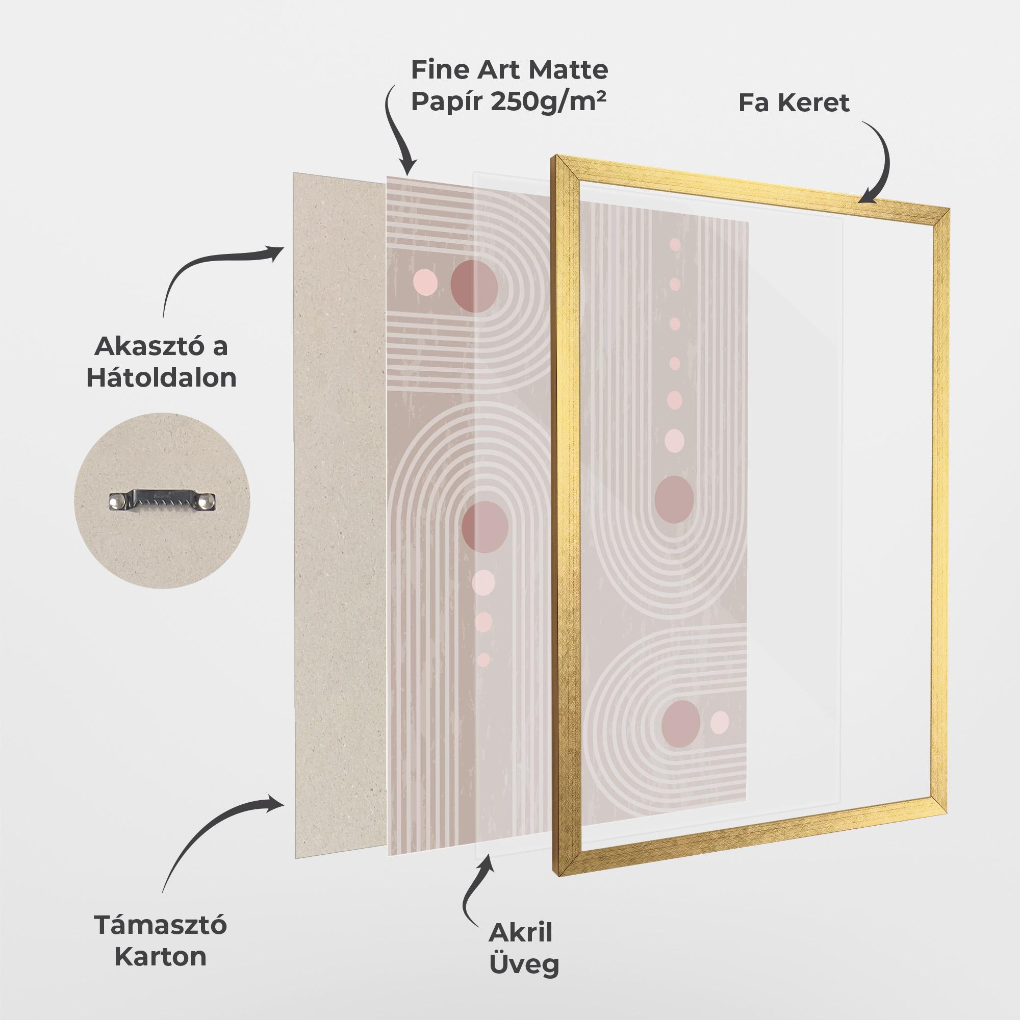 Keretezett Poszter Pink Circle On Cream mockup 1