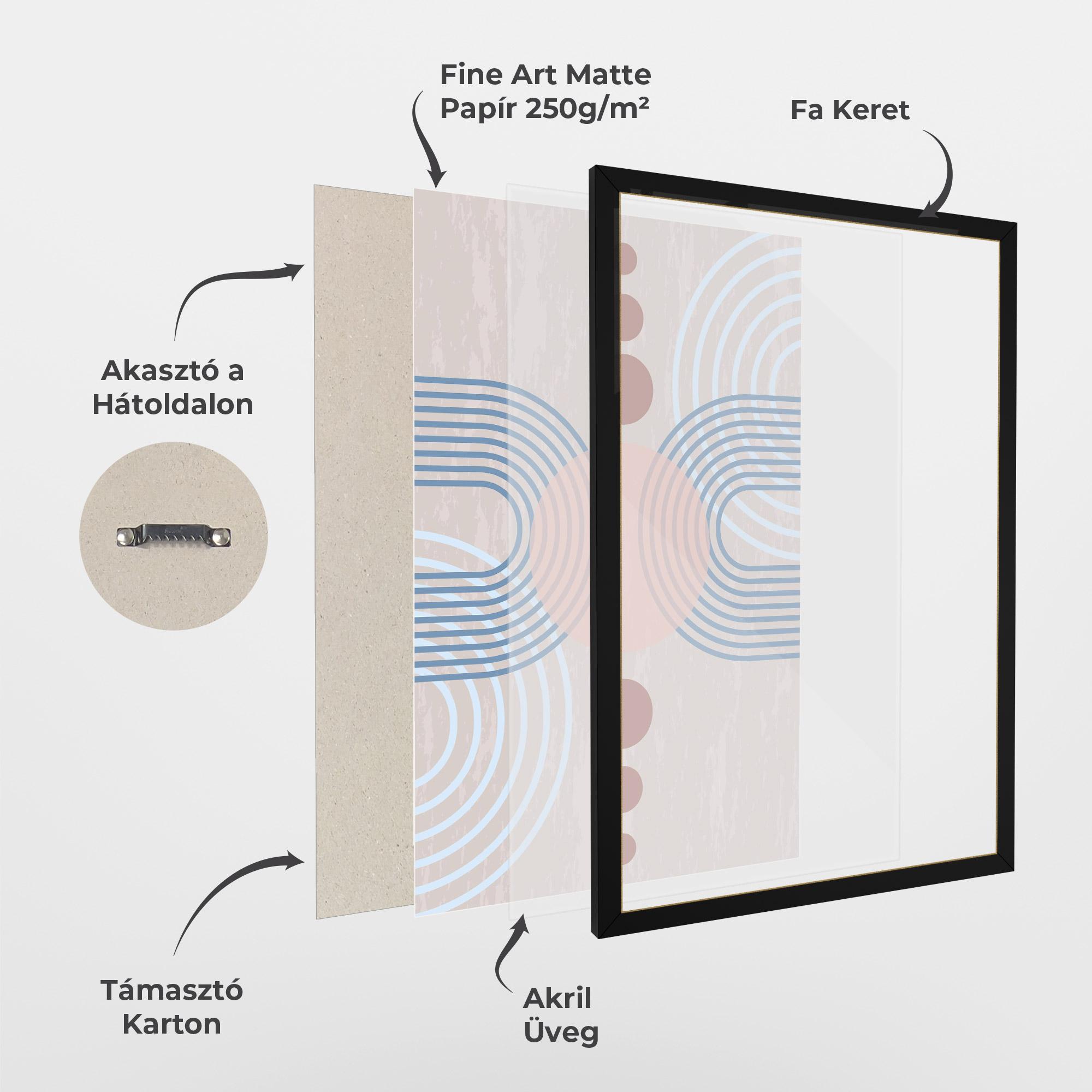 Keretezett Poszter Blue Lines On Pink mockup 1