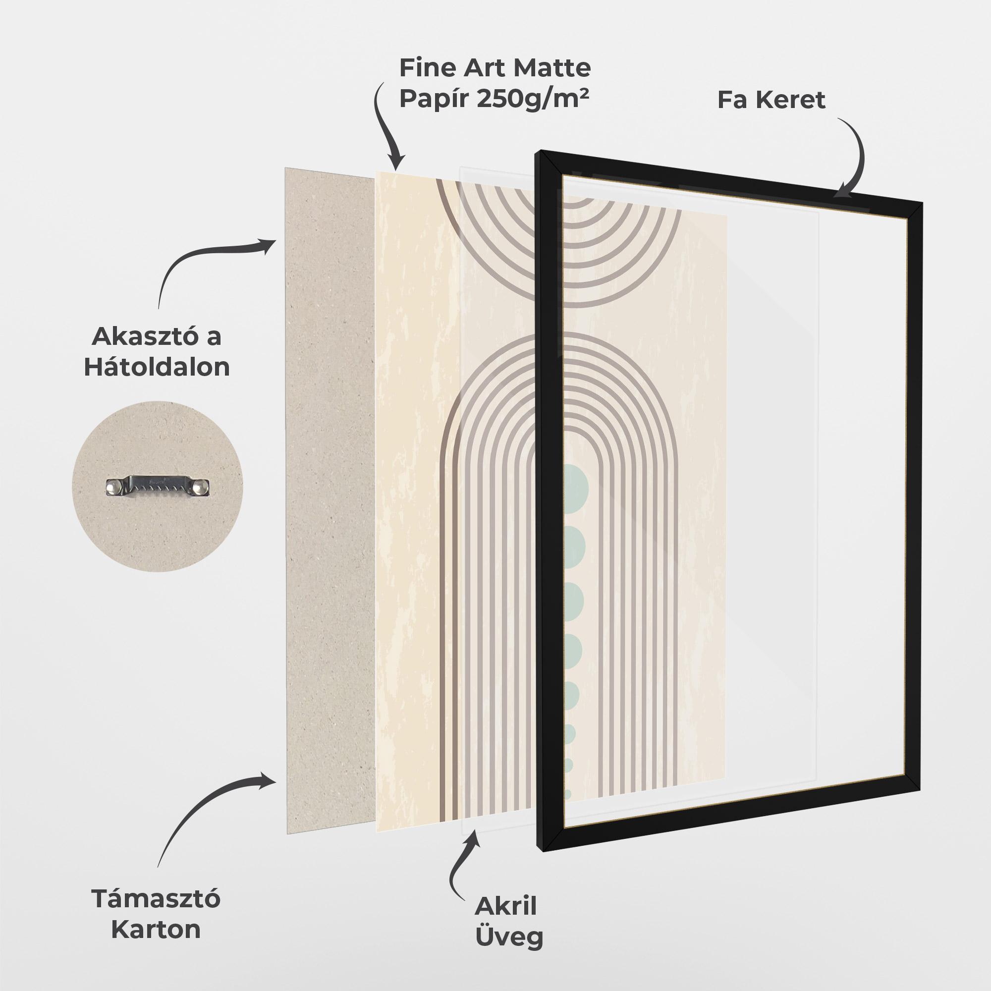 Keretezett Poszter Cream Blue Circles mockup 1