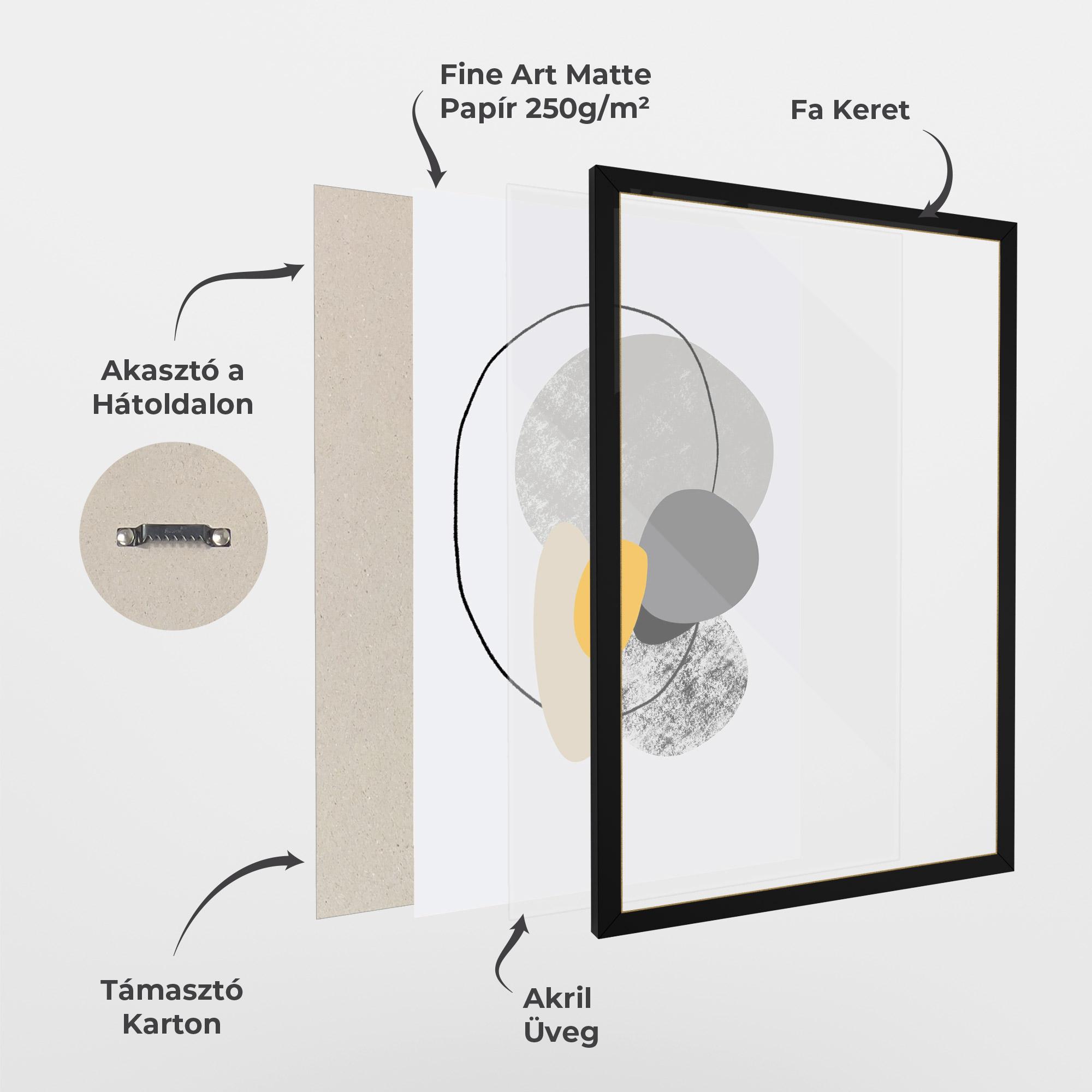 Keretezett Poszter Grey Orange Shape mockup 1