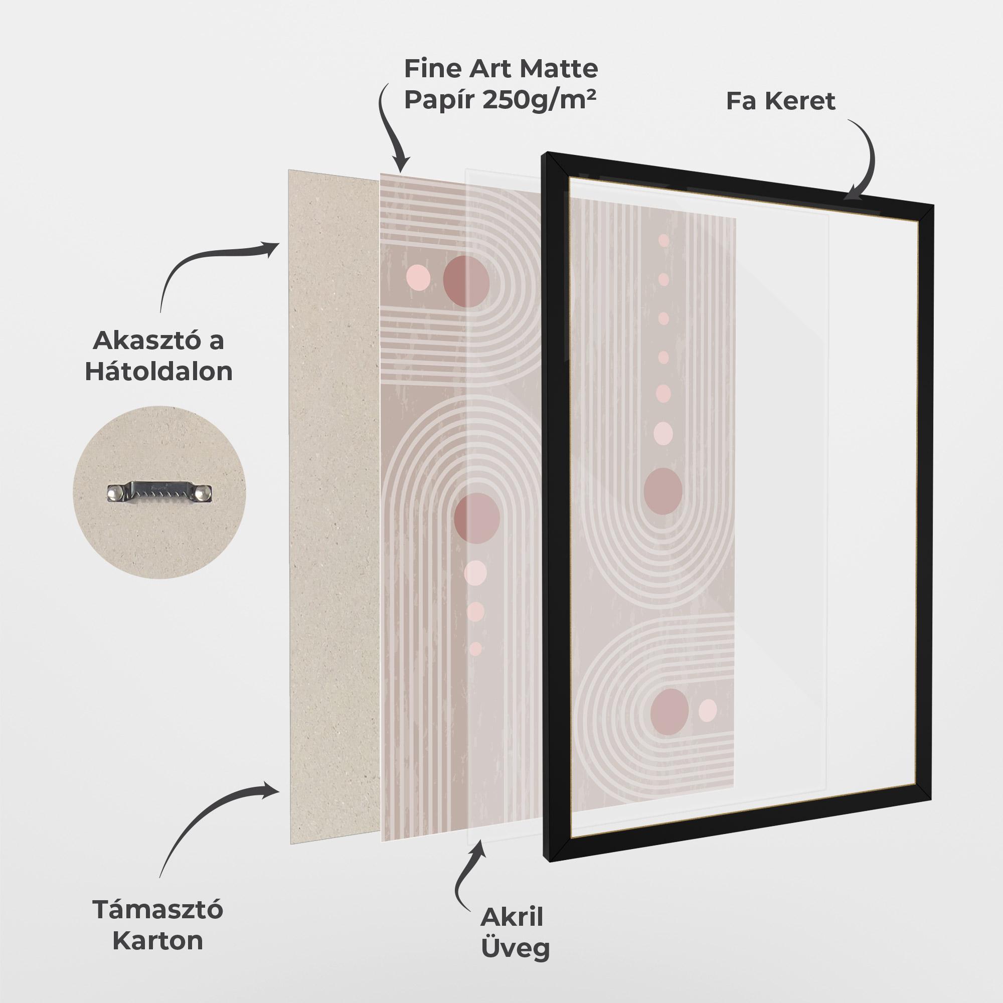 Keretezett Poszter Pink Circle On Cream mockup 1