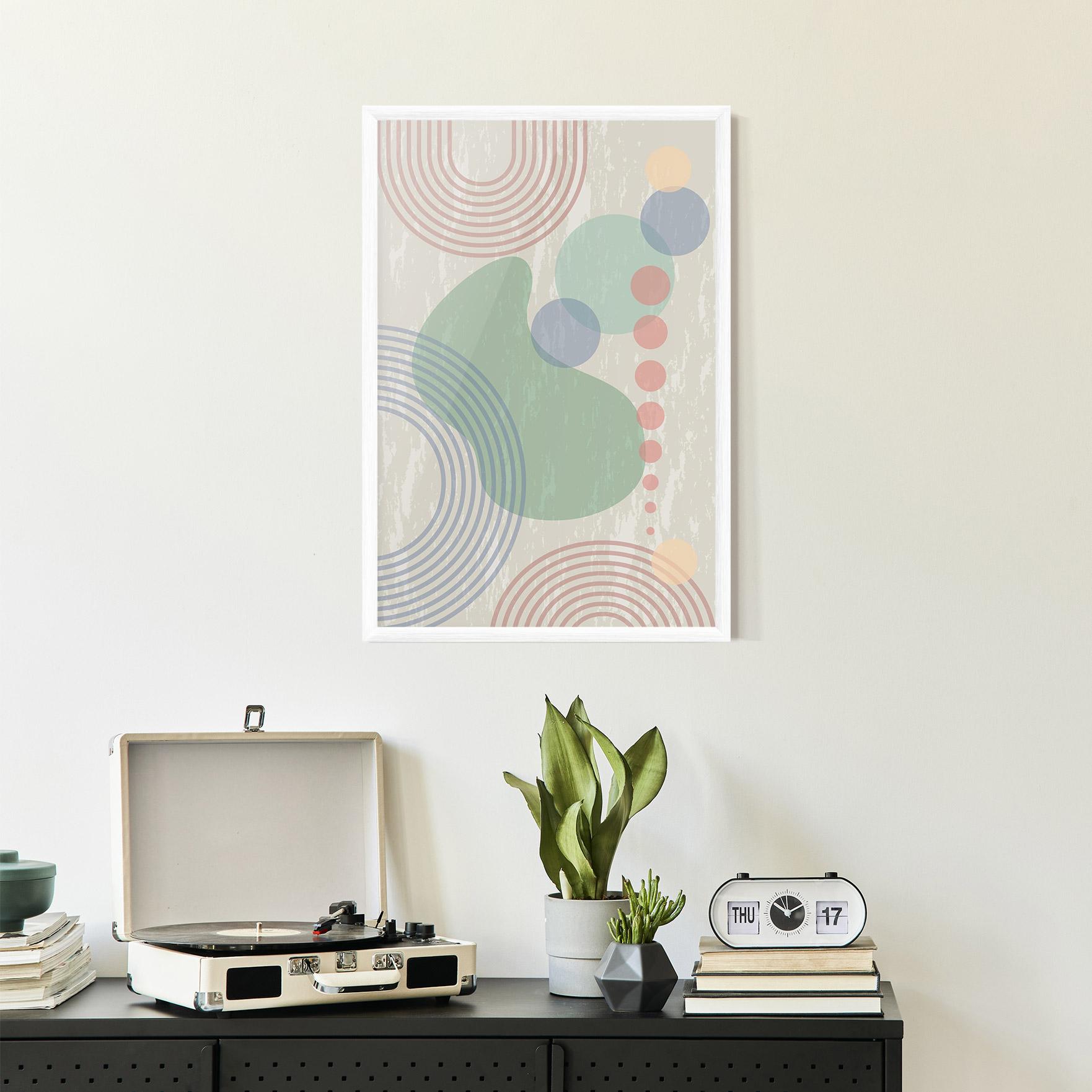 Keretezett Poszter Green Pink Shapes mockup 2