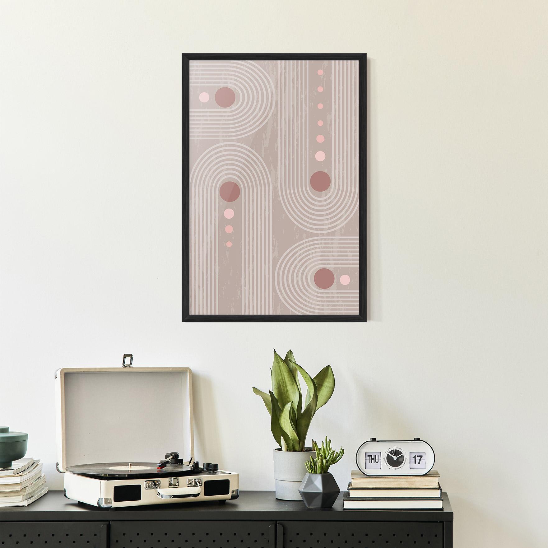 Keretezett Poszter Pink Circle On Cream mockup 2