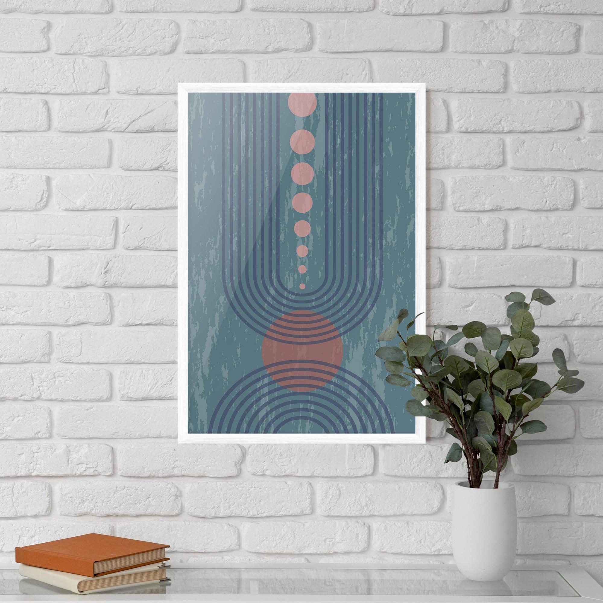 Keretezett Poszter Pink Circle On Blue mockup 5