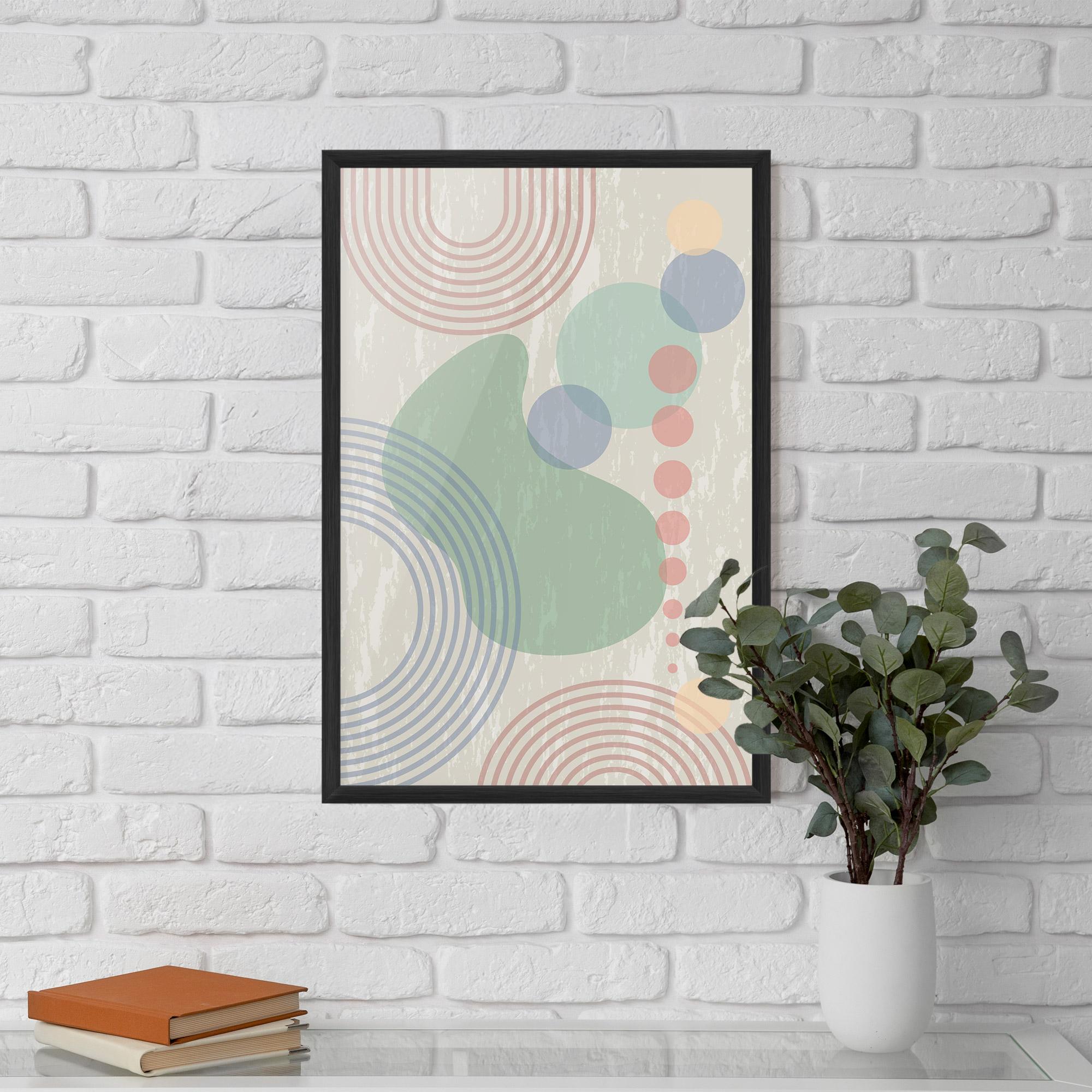 Keretezett Poszter Green Pink Shapes mockup 5