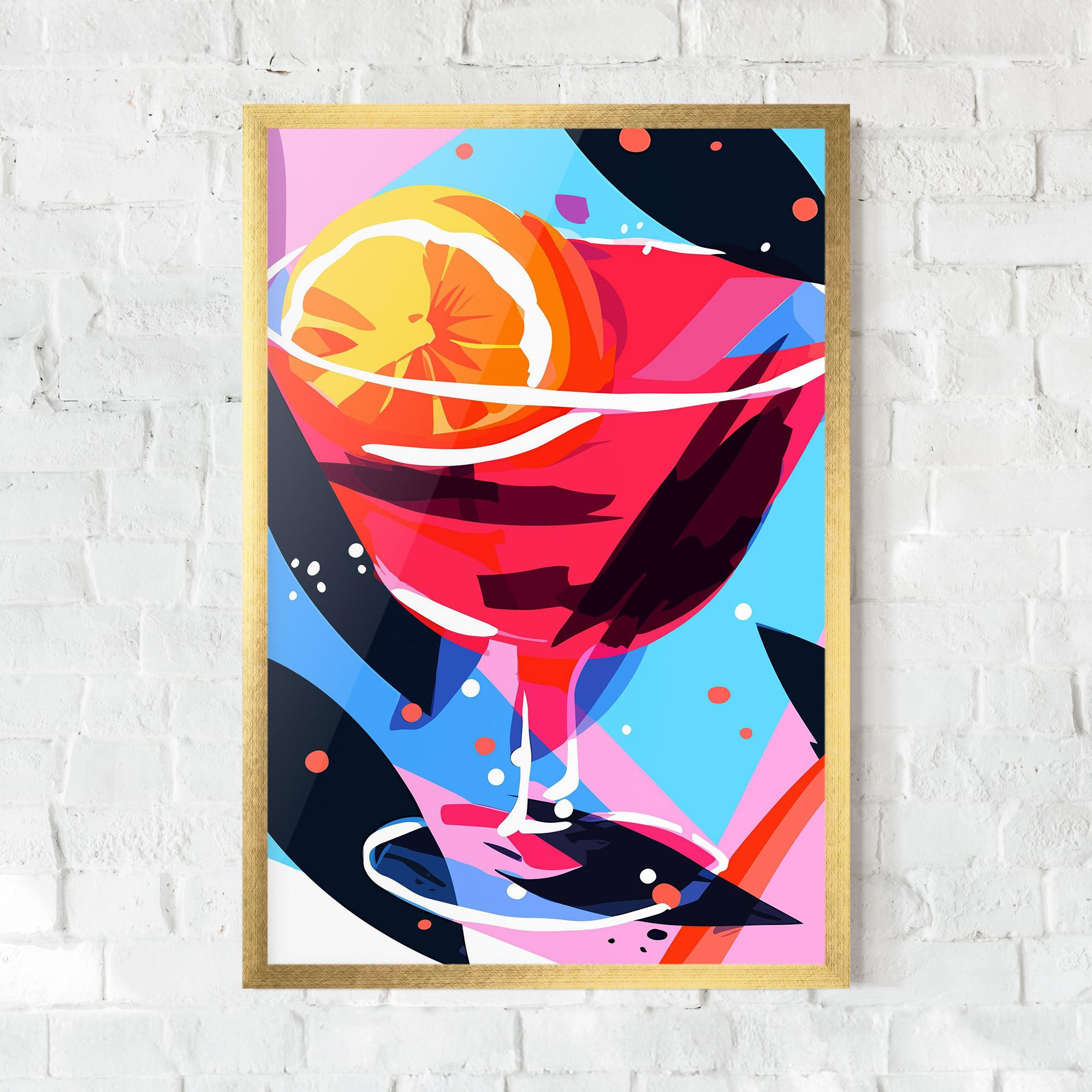 Keretezett Poszter Red Cocktail Art mockup 0