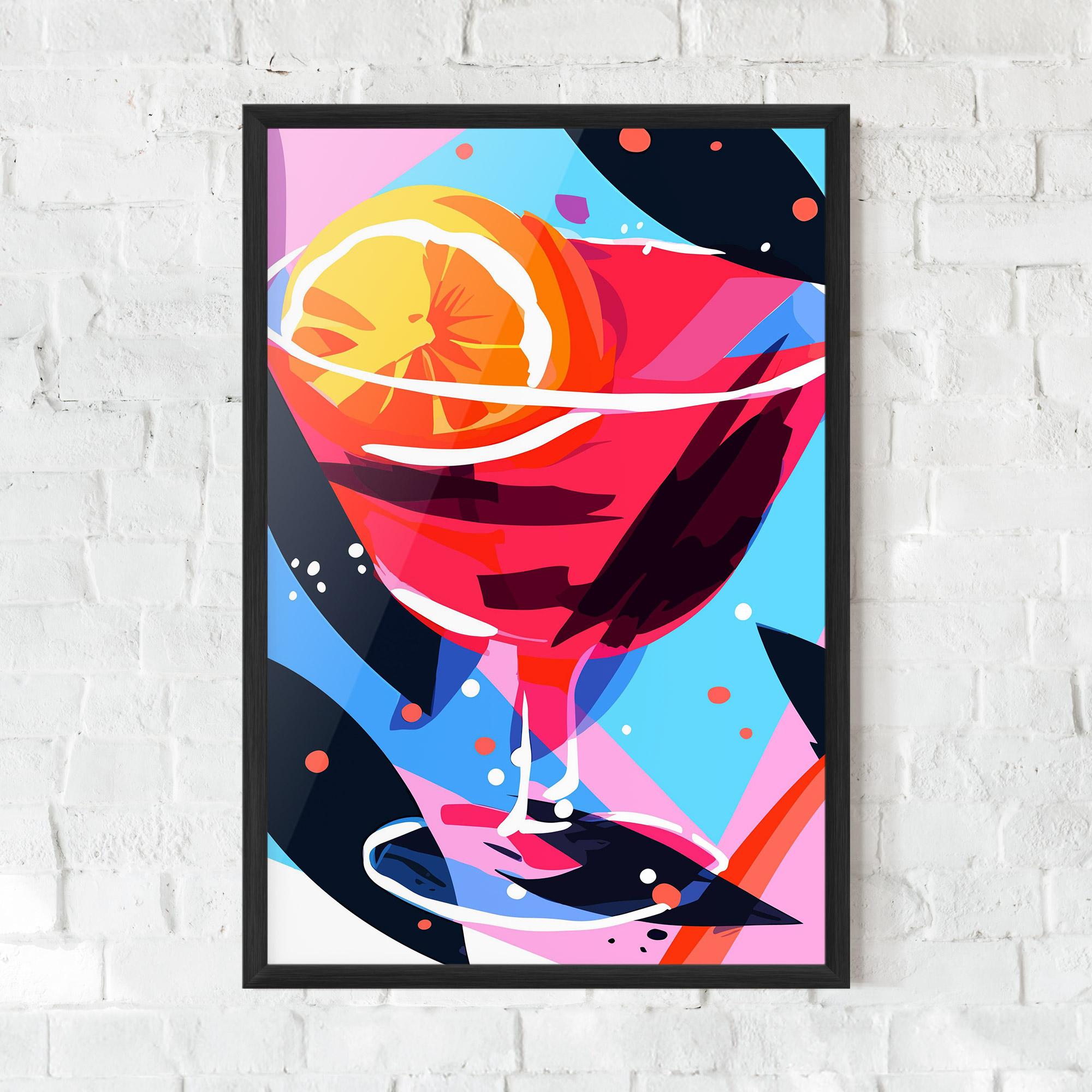 Keretezett Poszter Red Cocktail Art mockup 0