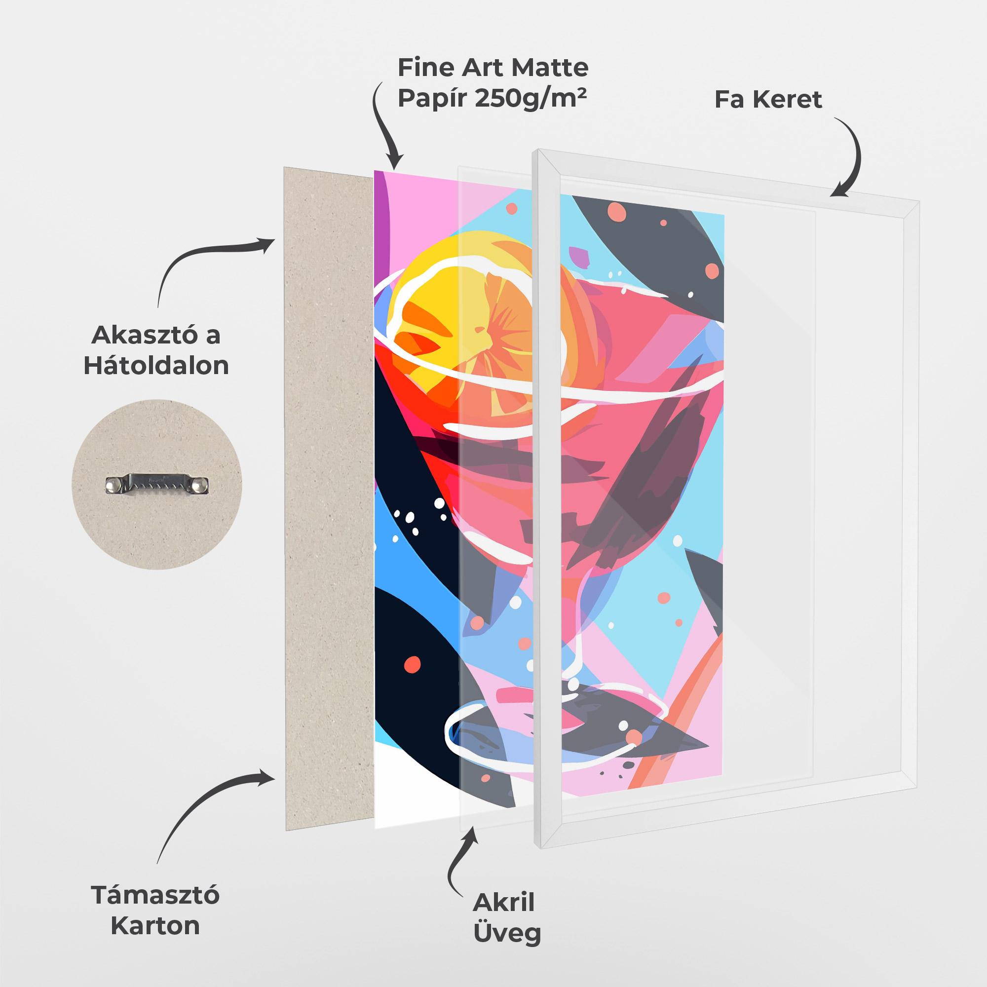 Keretezett Poszter Red Cocktail Art mockup 1