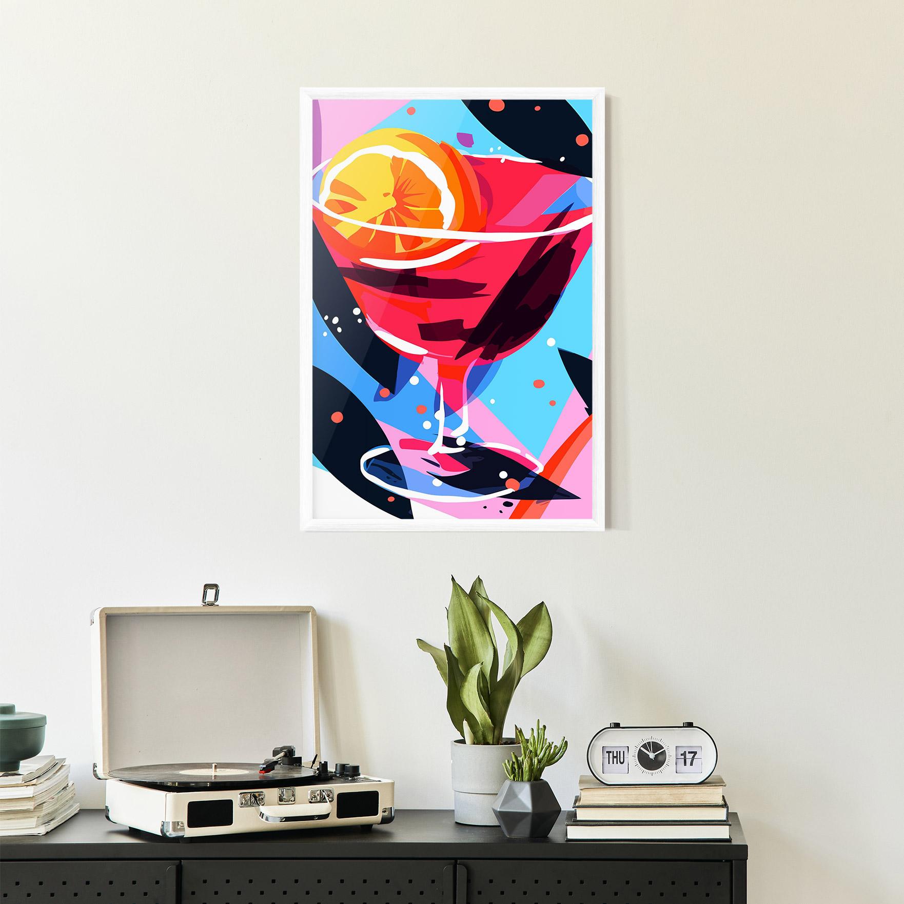 Keretezett Poszter Red Cocktail Art mockup 2