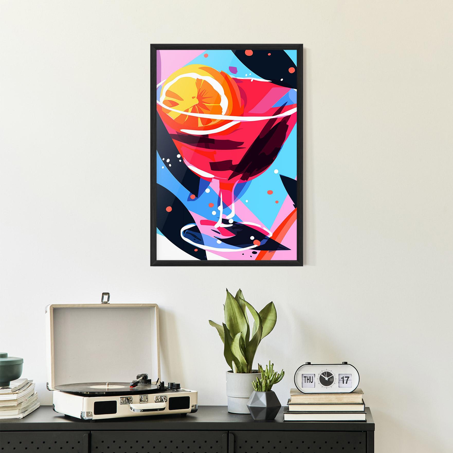 Keretezett Poszter Red Cocktail Art mockup 2