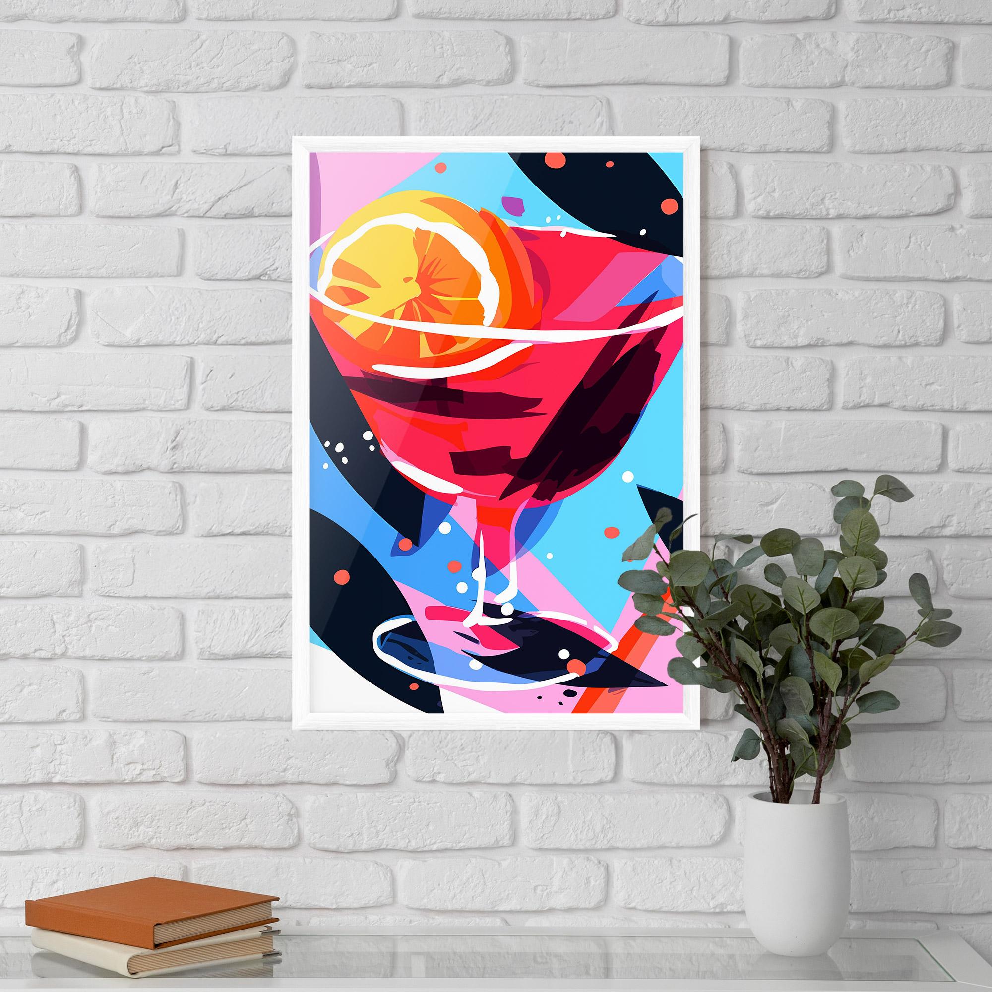 Keretezett Poszter Red Cocktail Art mockup 5