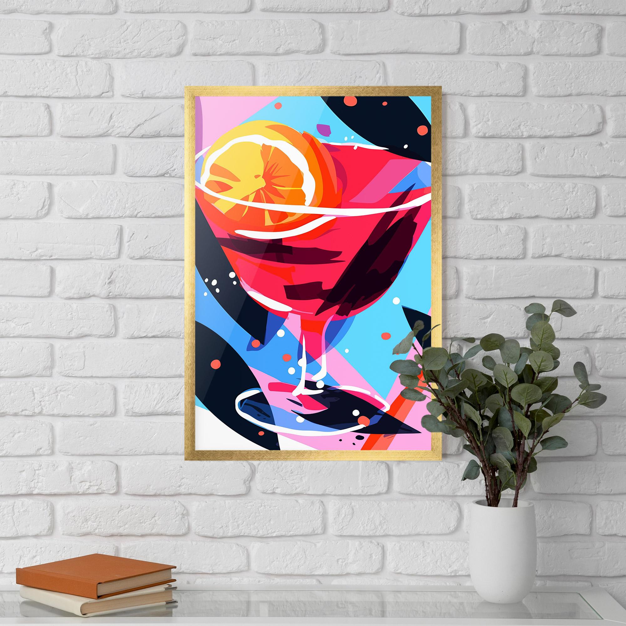 Keretezett Poszter Red Cocktail Art mockup 5