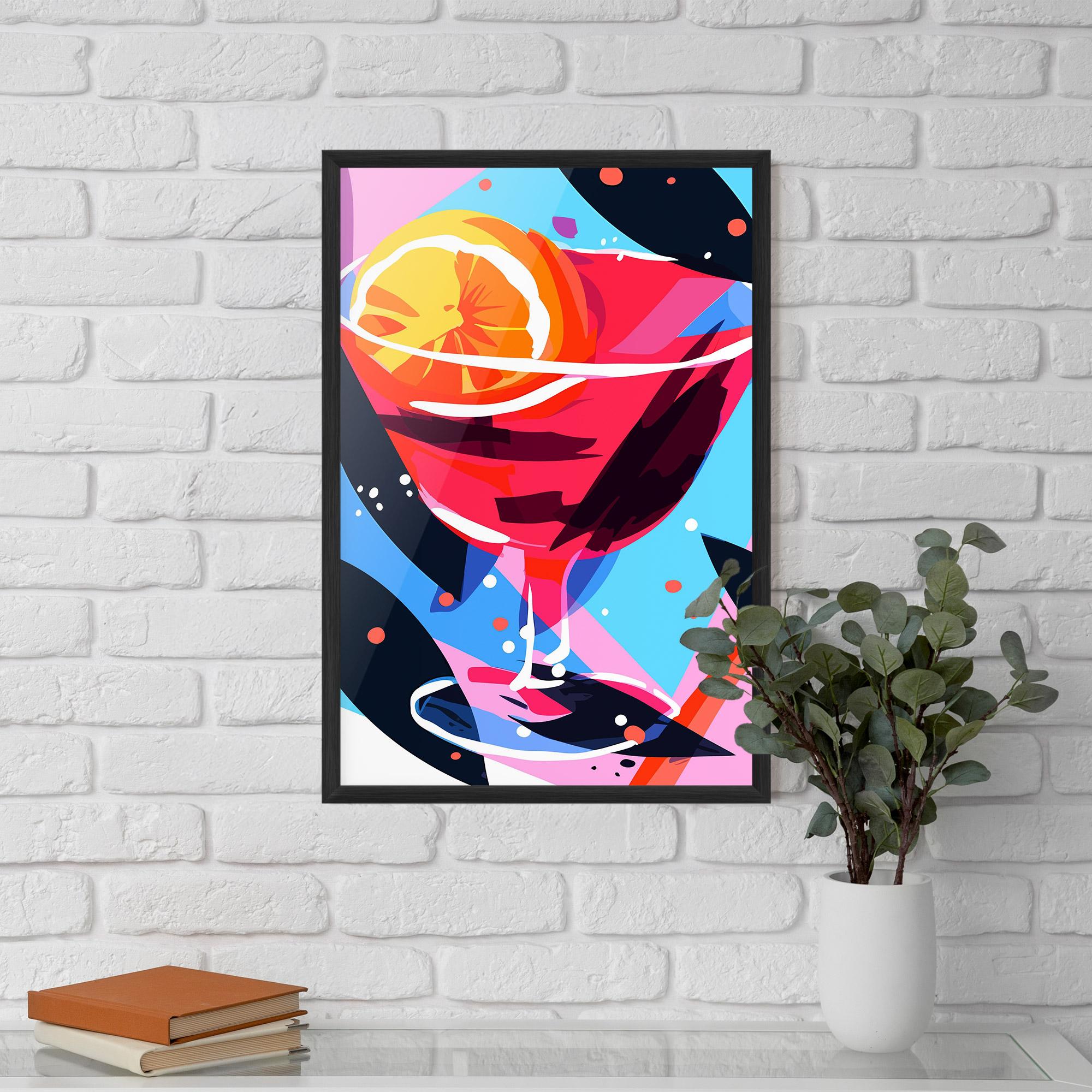 Keretezett Poszter Red Cocktail Art mockup 5