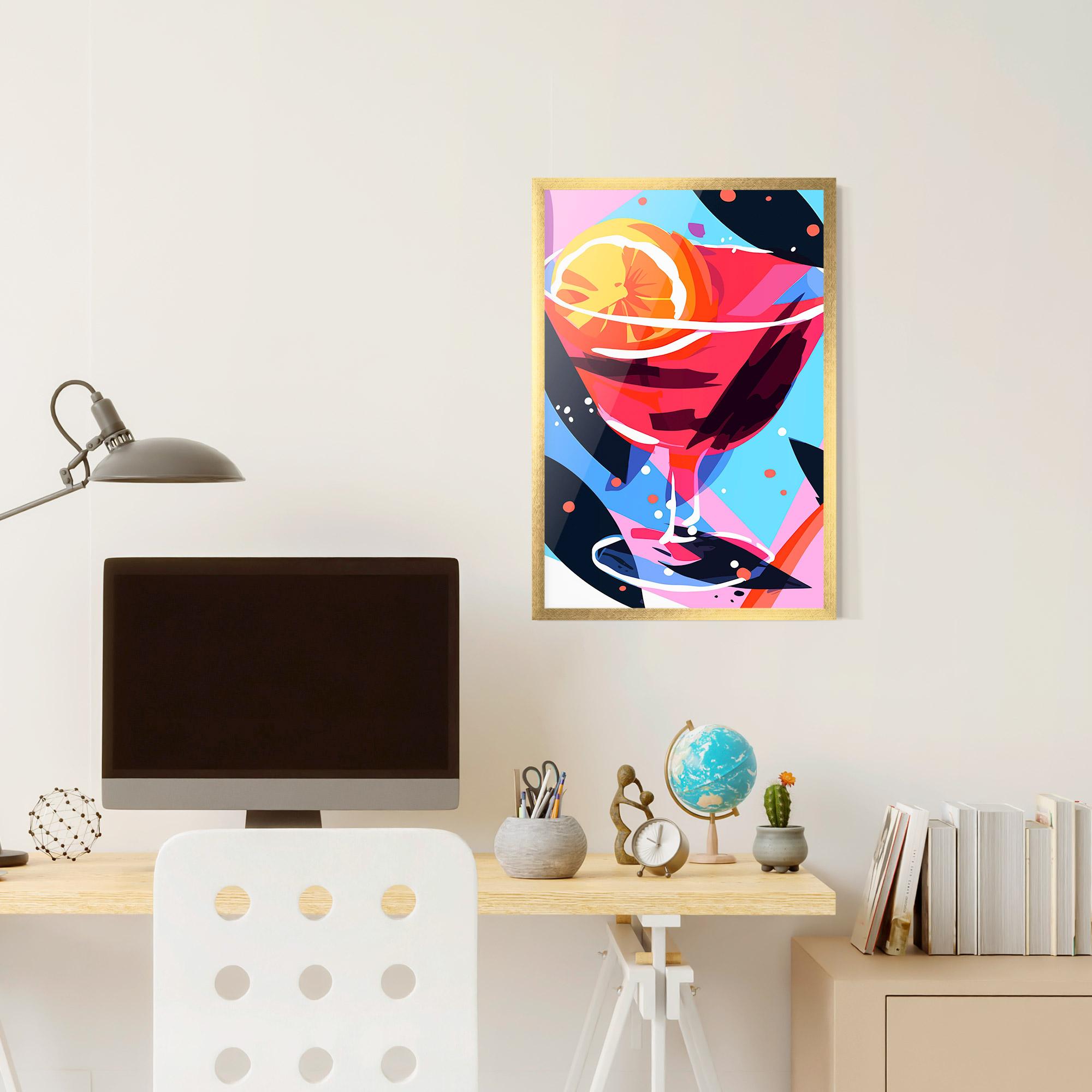 Keretezett Poszter Red Cocktail Art mockup 6