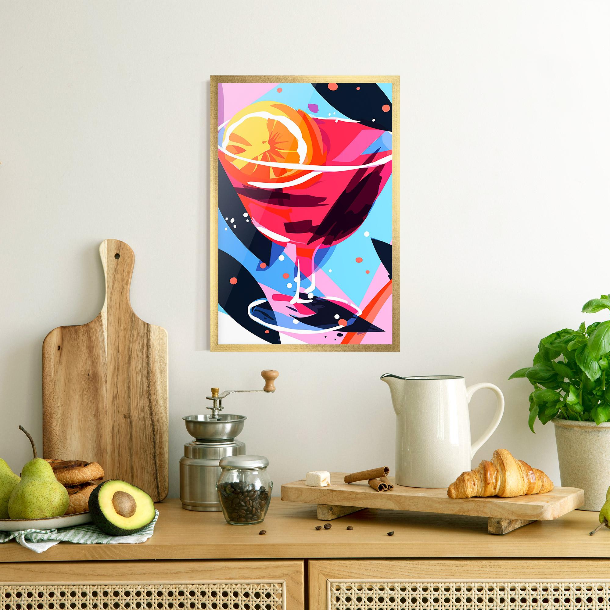 Keretezett Poszter Red Cocktail Art mockup 8