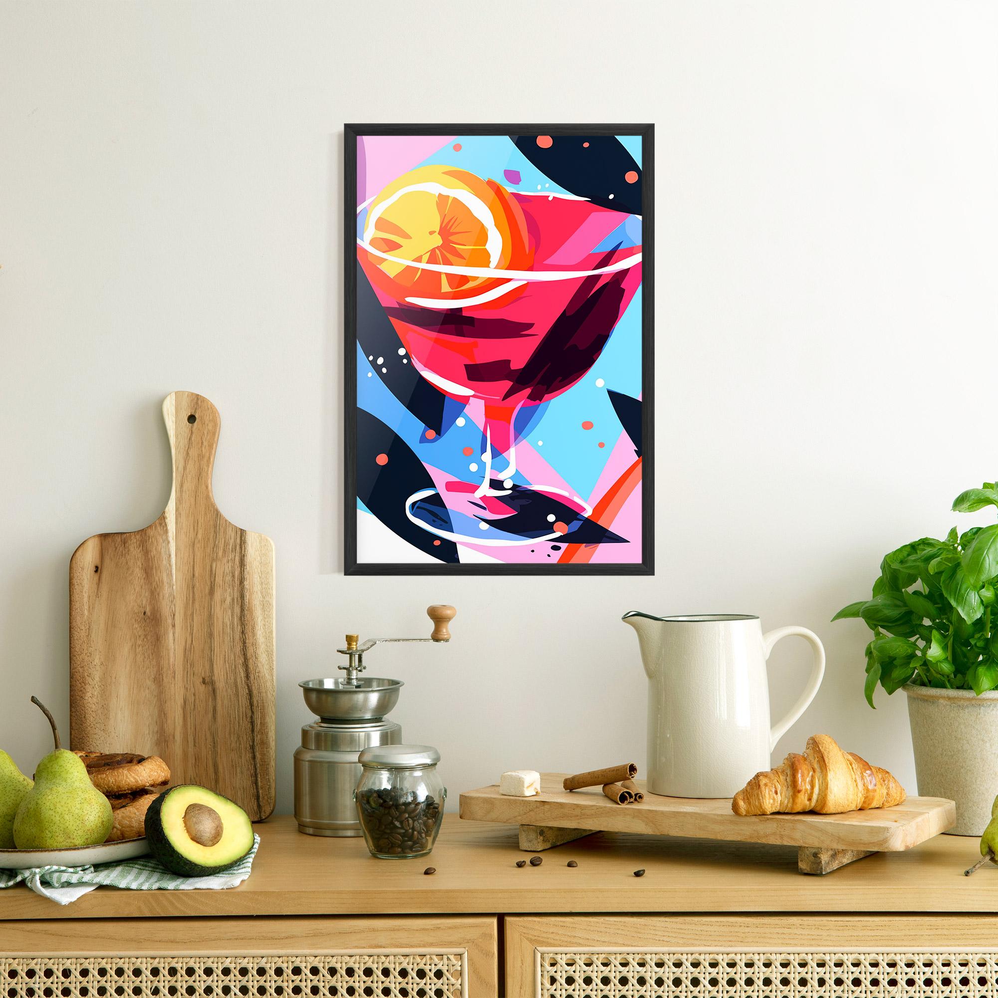 Keretezett Poszter Red Cocktail Art mockup 8