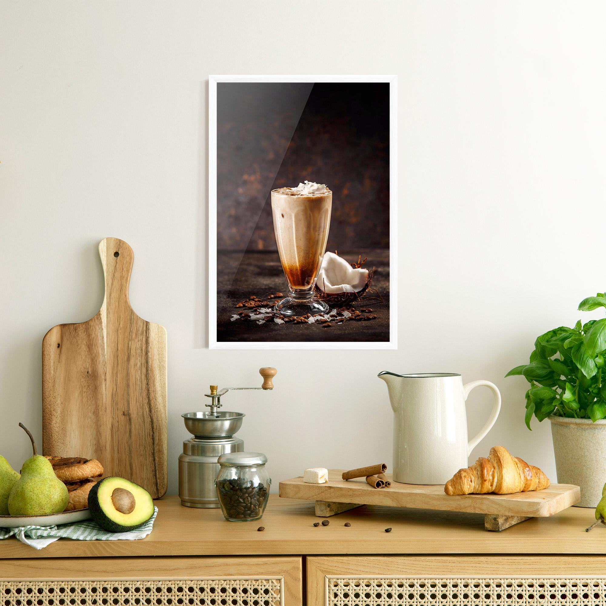 Keretezett Poszter Tasty Coconut Coffee mockup 8