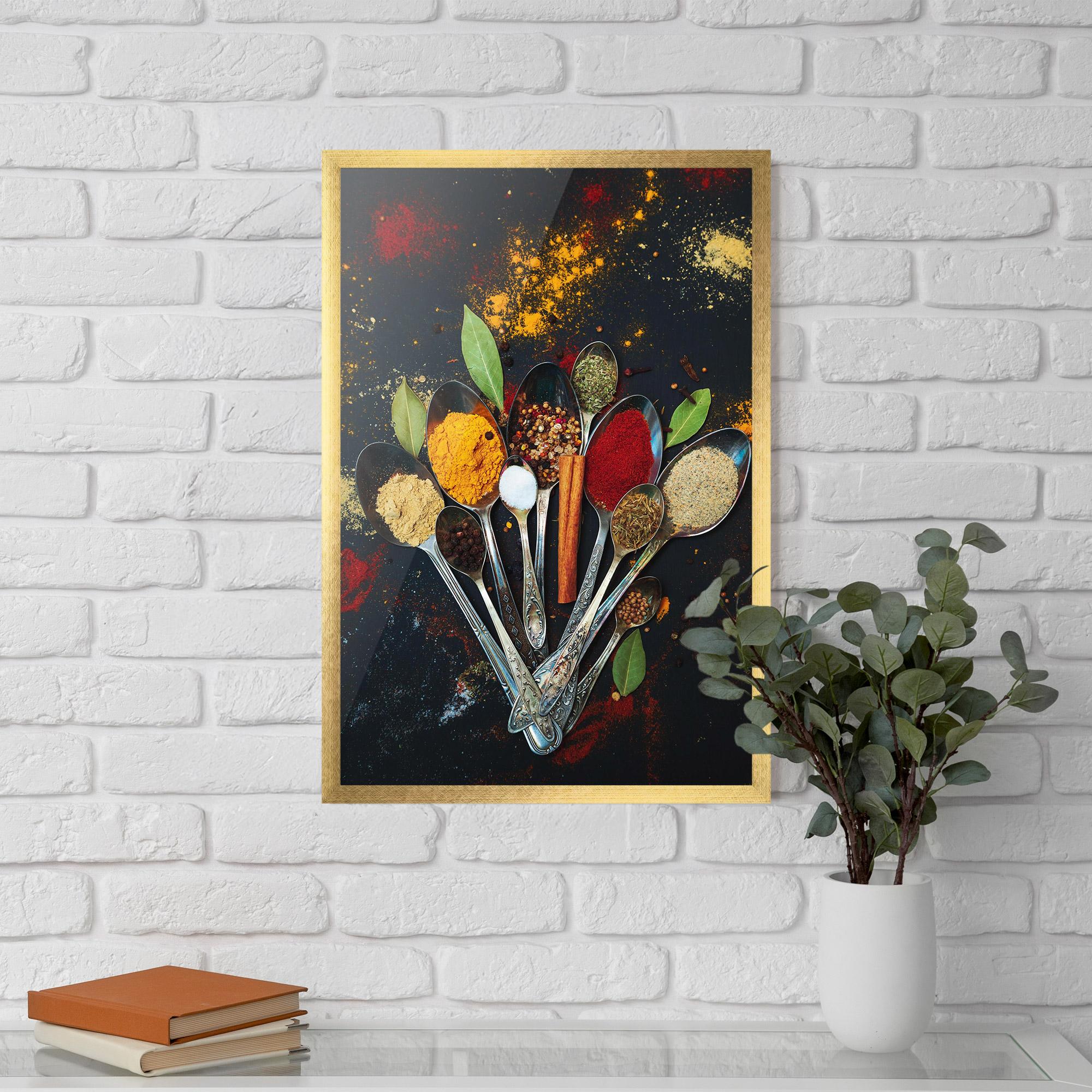 Keretezett Poszter Spices Cooking Spoons mockup 5