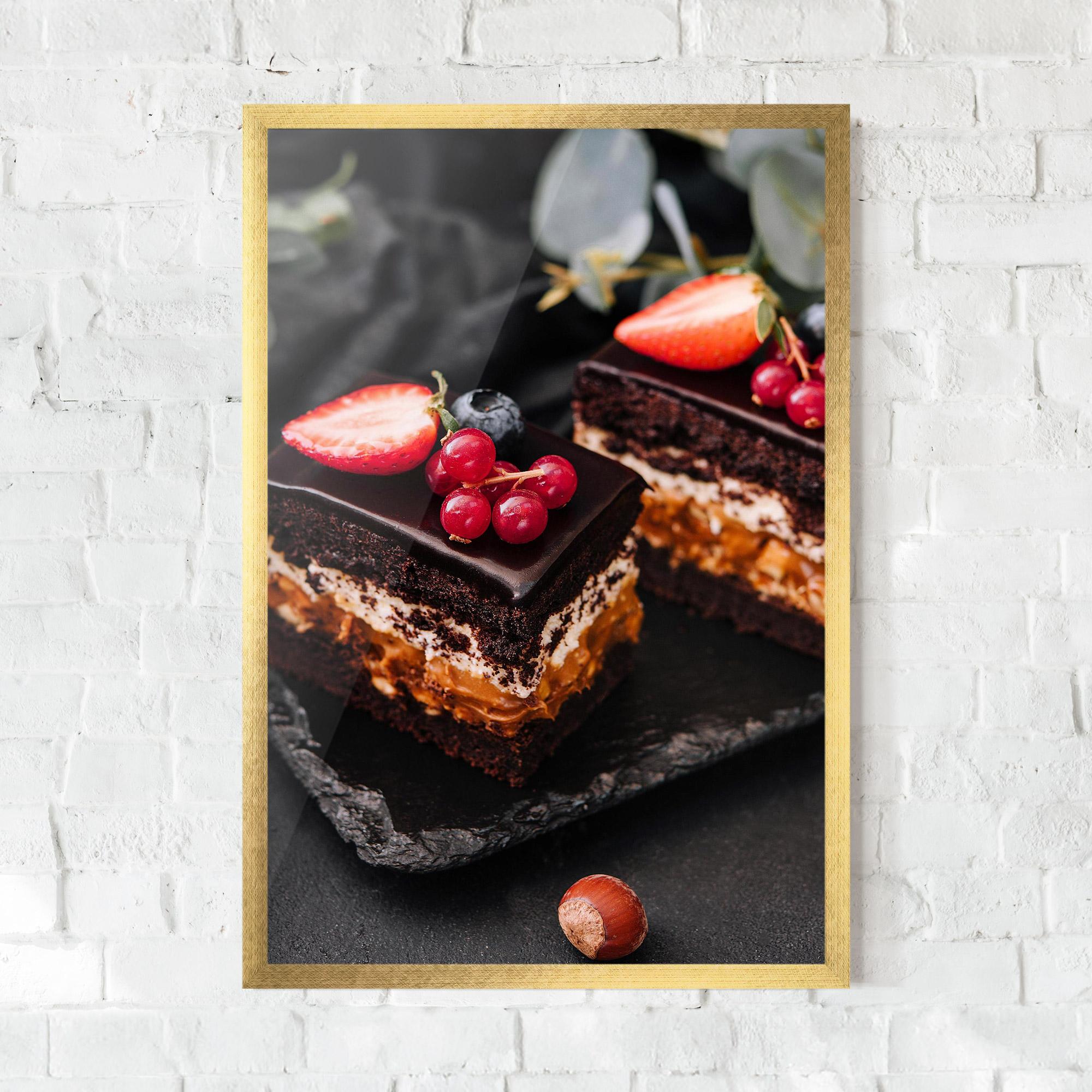 Keretezett Poszter Chocolate Berries Cake mockup 0