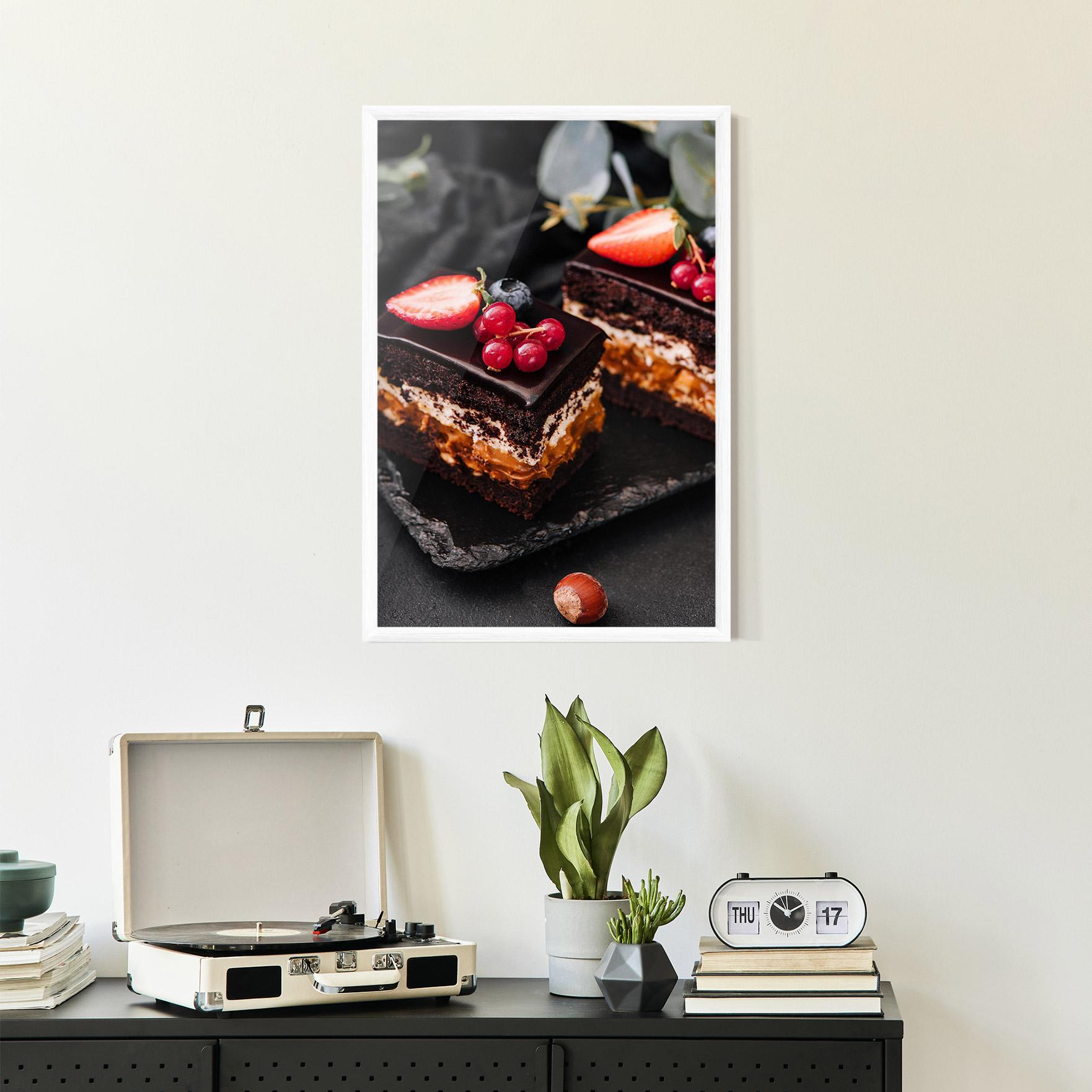 Keretezett Poszter Chocolate Berries Cake mockup 2