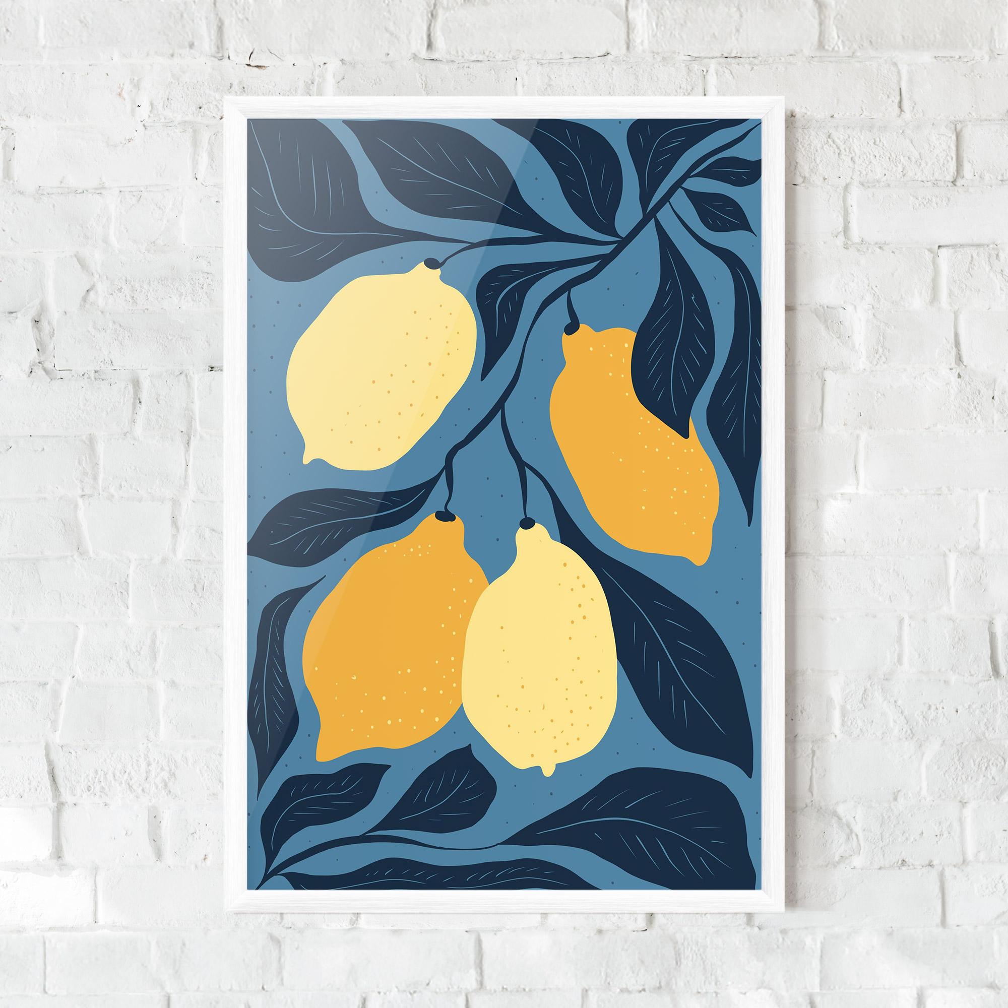 Keretezett Poszter Lemon On Blue mockup 0
