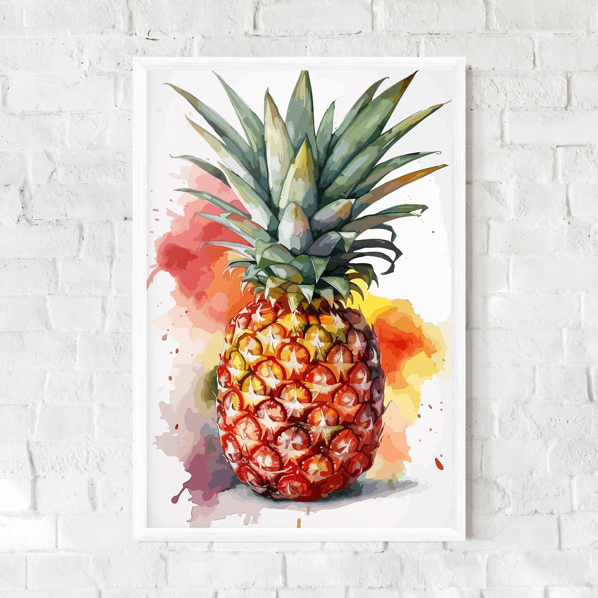 Keretezett Poszter Pineapple Watercolor mockup 0