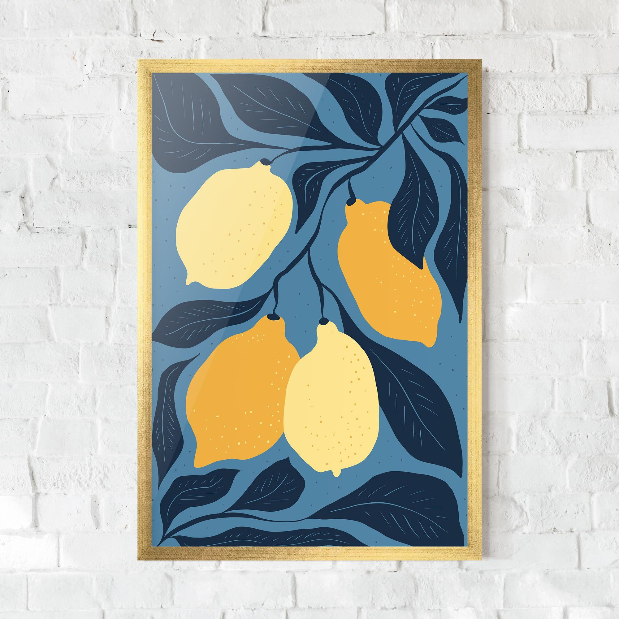 Keretezett Poszter Lemon On Blue mockup 0