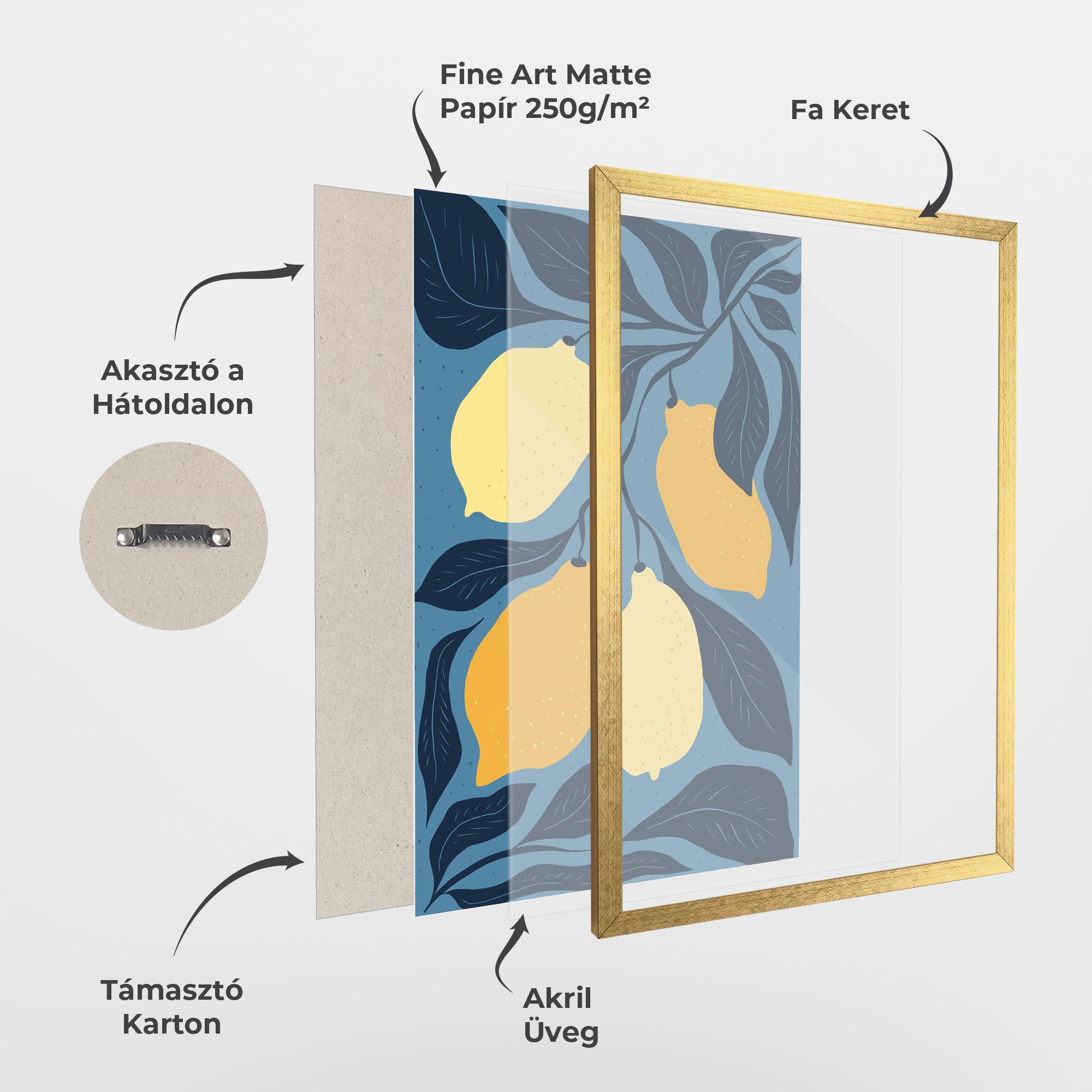 Keretezett Poszter Lemon On Blue mockup 1