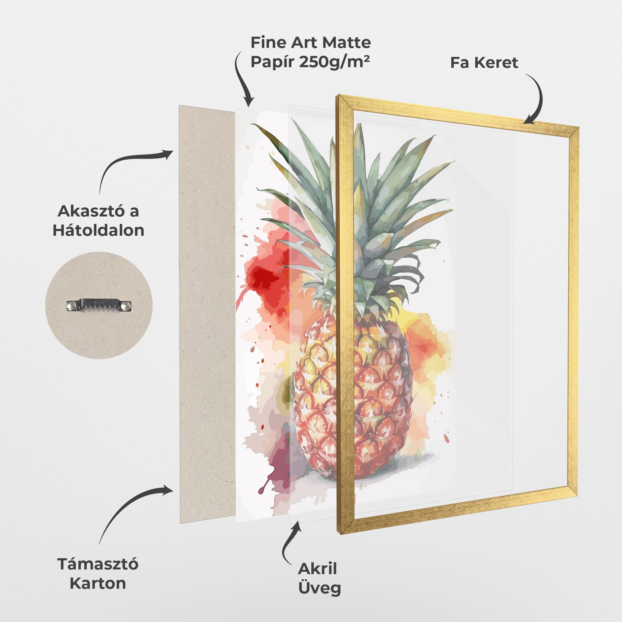 Keretezett Poszter Pineapple Watercolor mockup 1