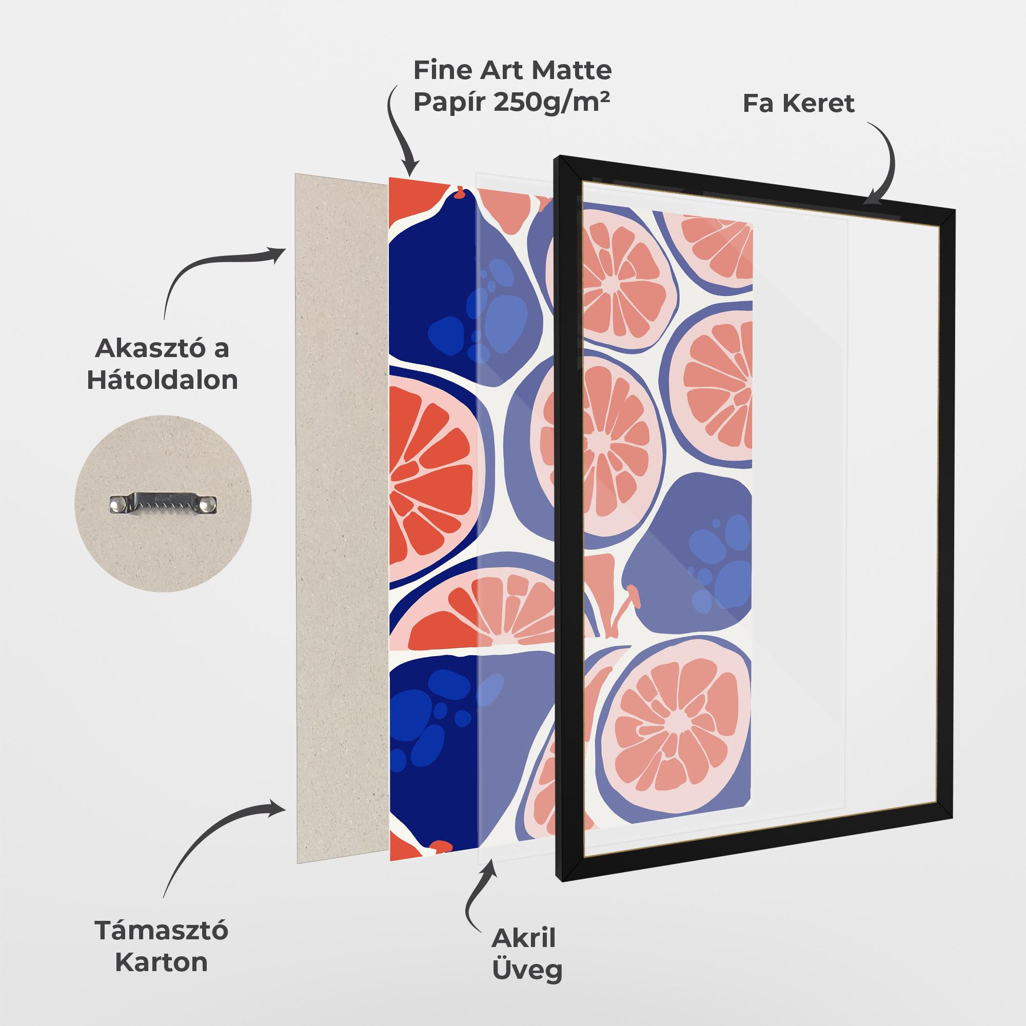 Keretezett Poszter Blue Pink Fruit mockup 1