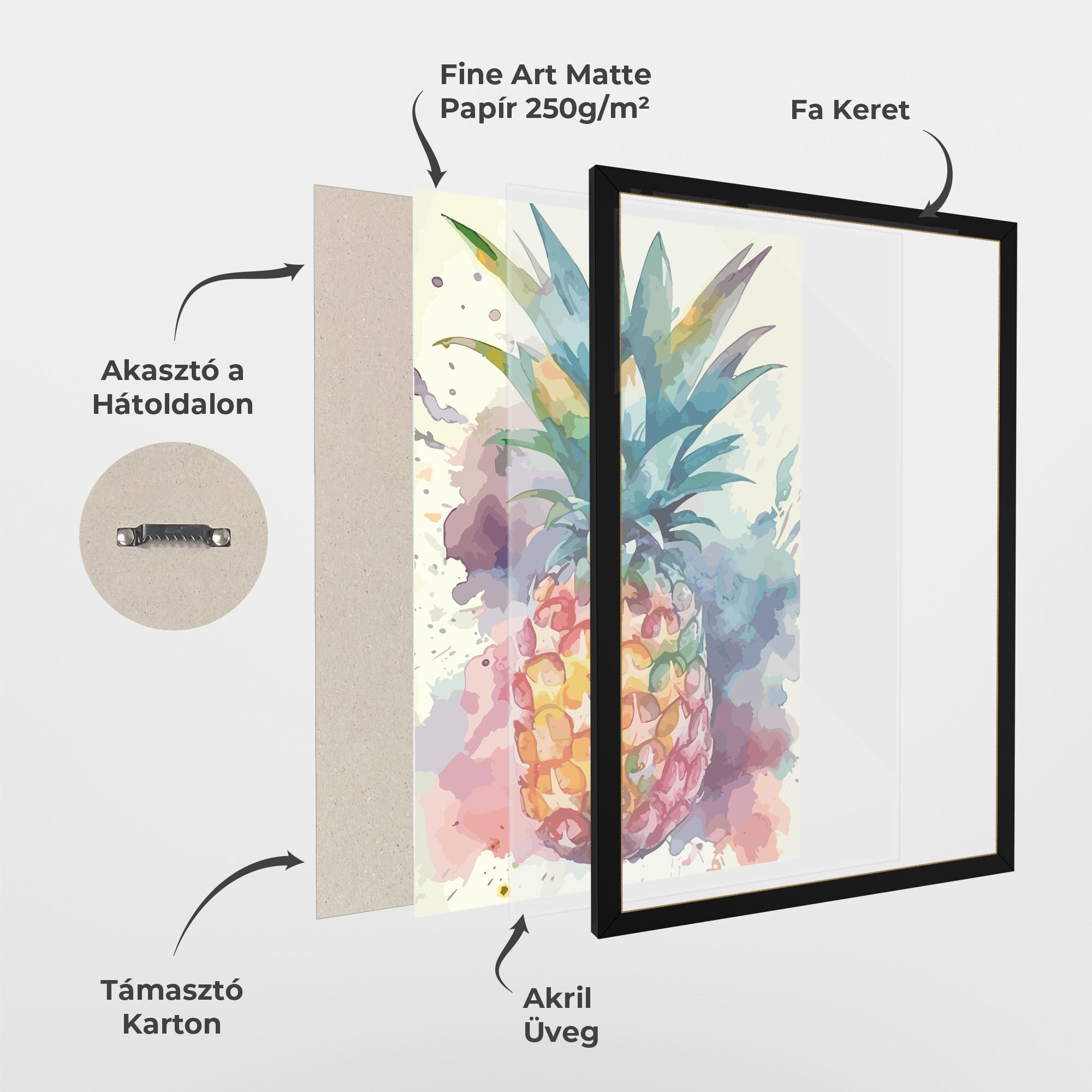 Keretezett Poszter Colorful Pineapple mockup 1