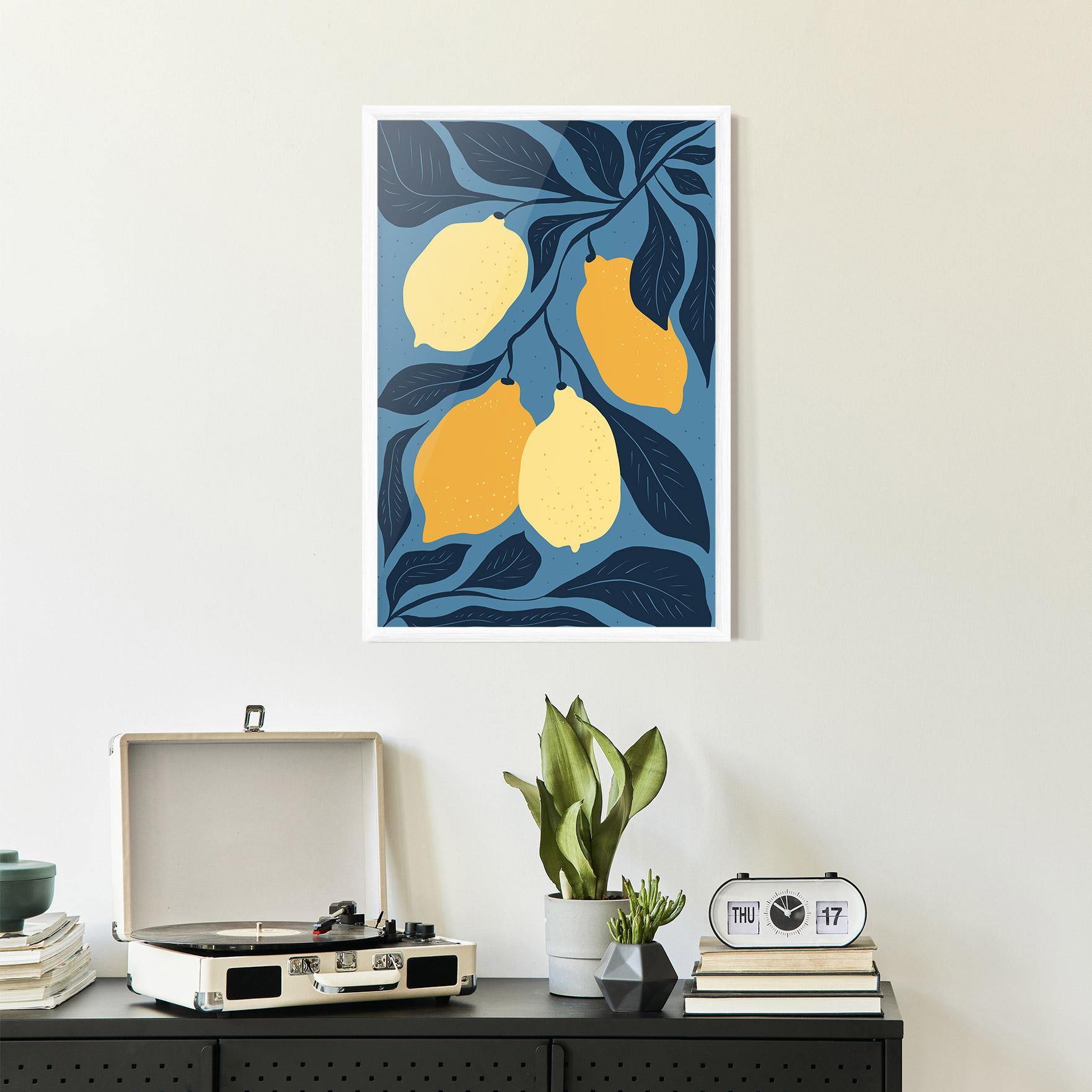 Keretezett Poszter Lemon On Blue mockup 2