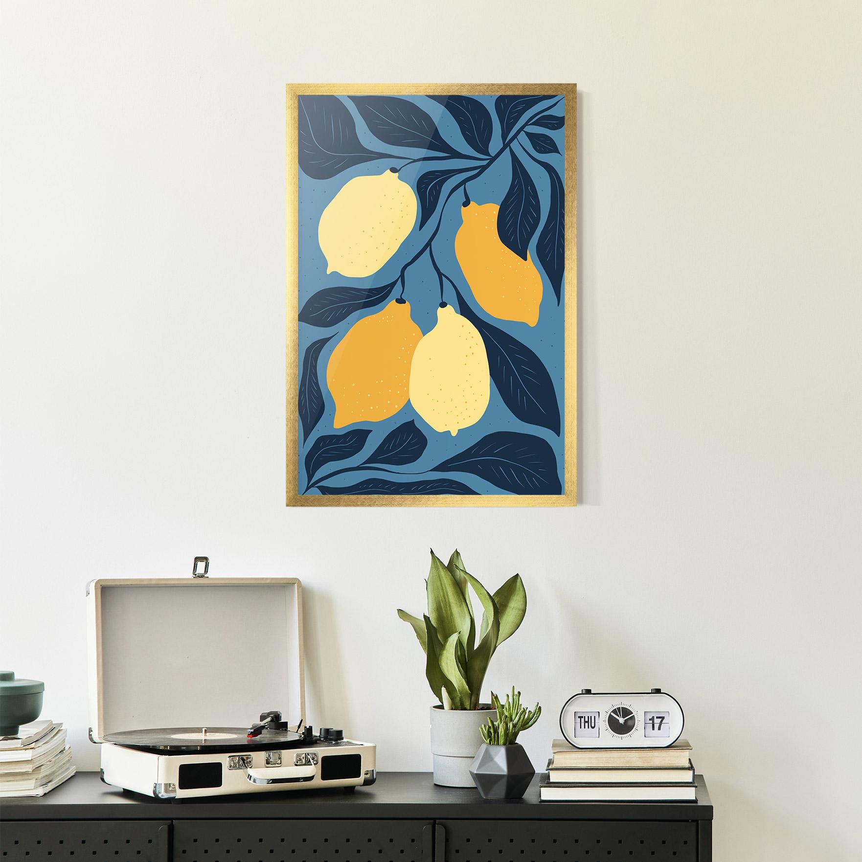 Keretezett Poszter Lemon On Blue mockup 2