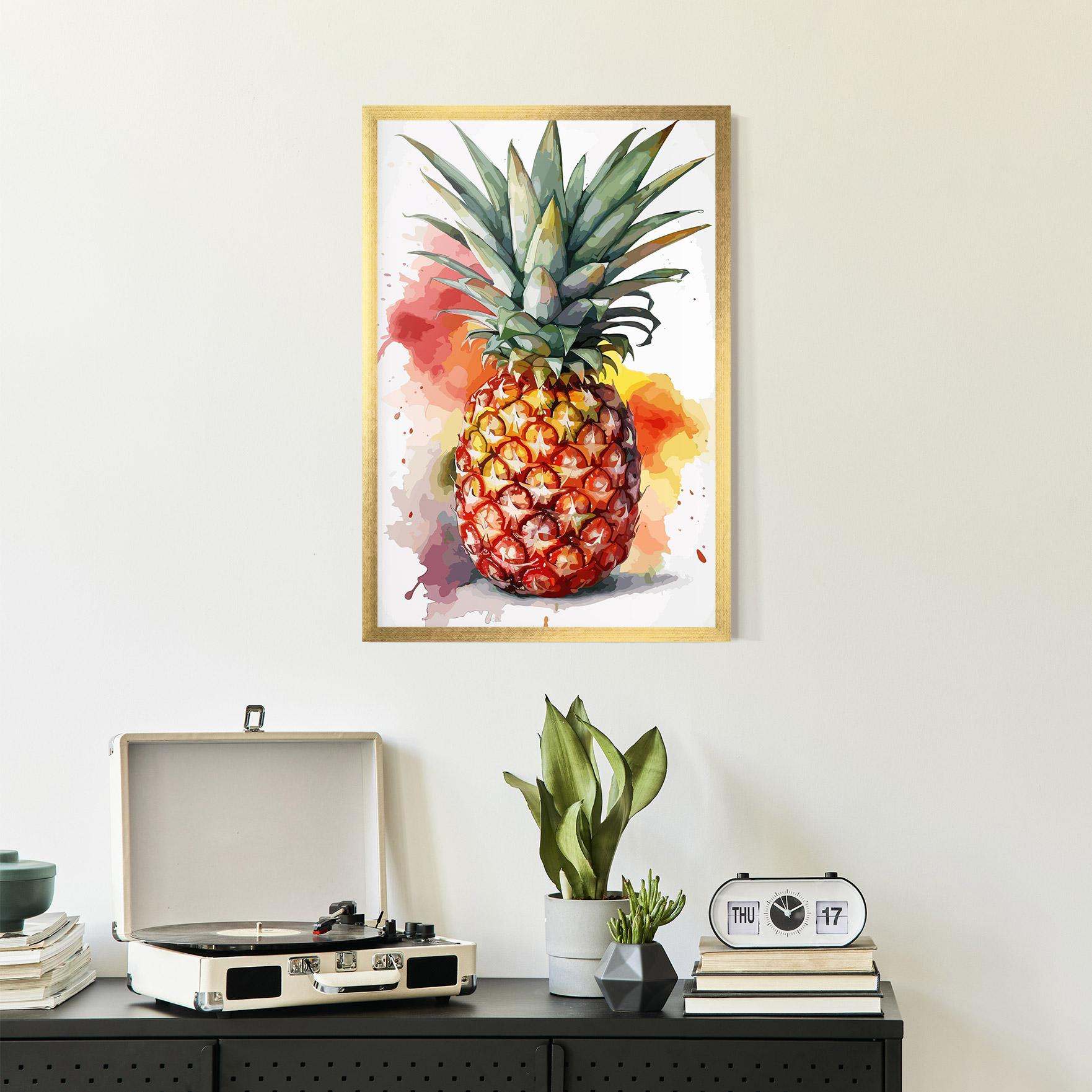 Keretezett Poszter Pineapple Watercolor mockup 2