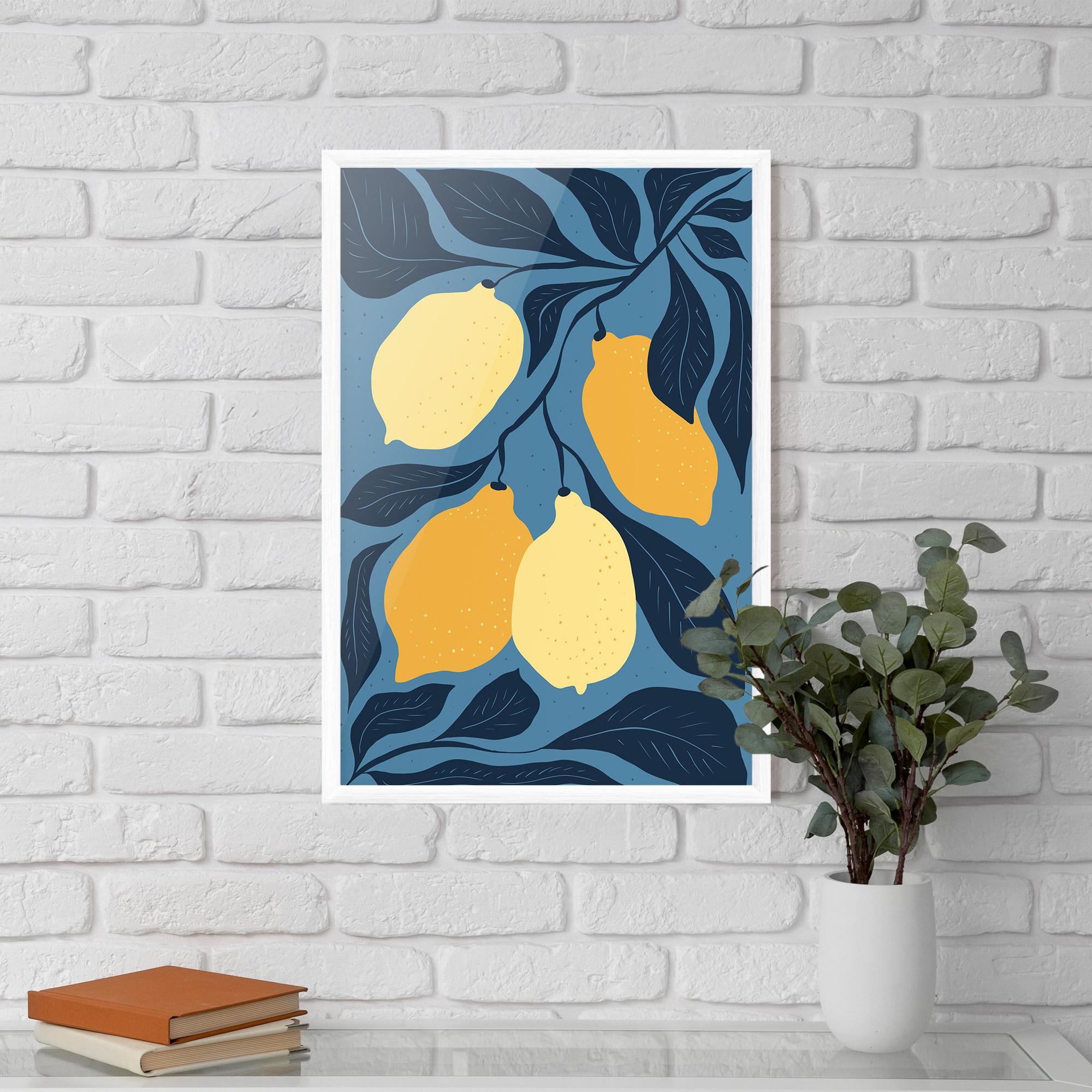 Keretezett Poszter Lemon On Blue mockup 5