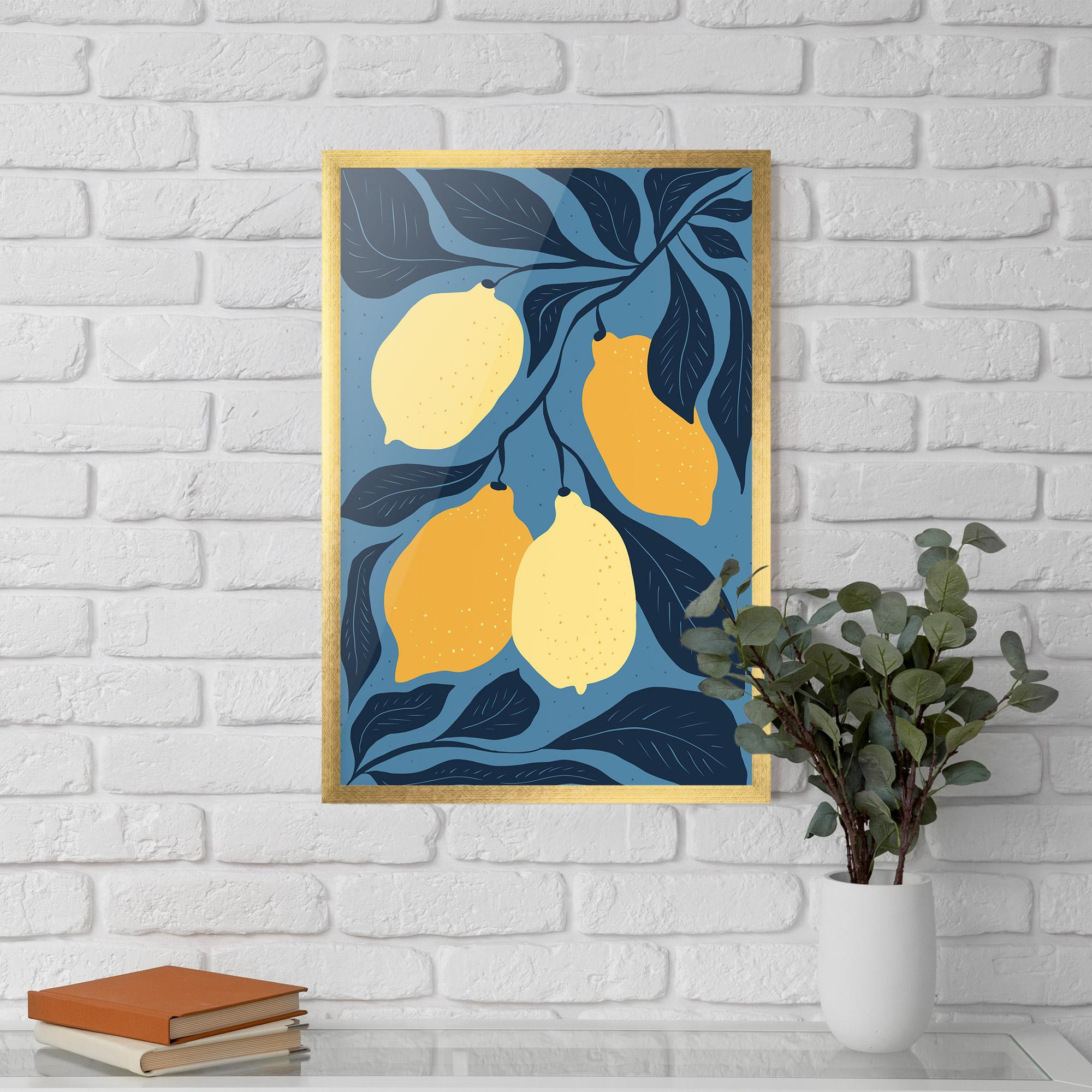 Keretezett Poszter Lemon On Blue mockup 5