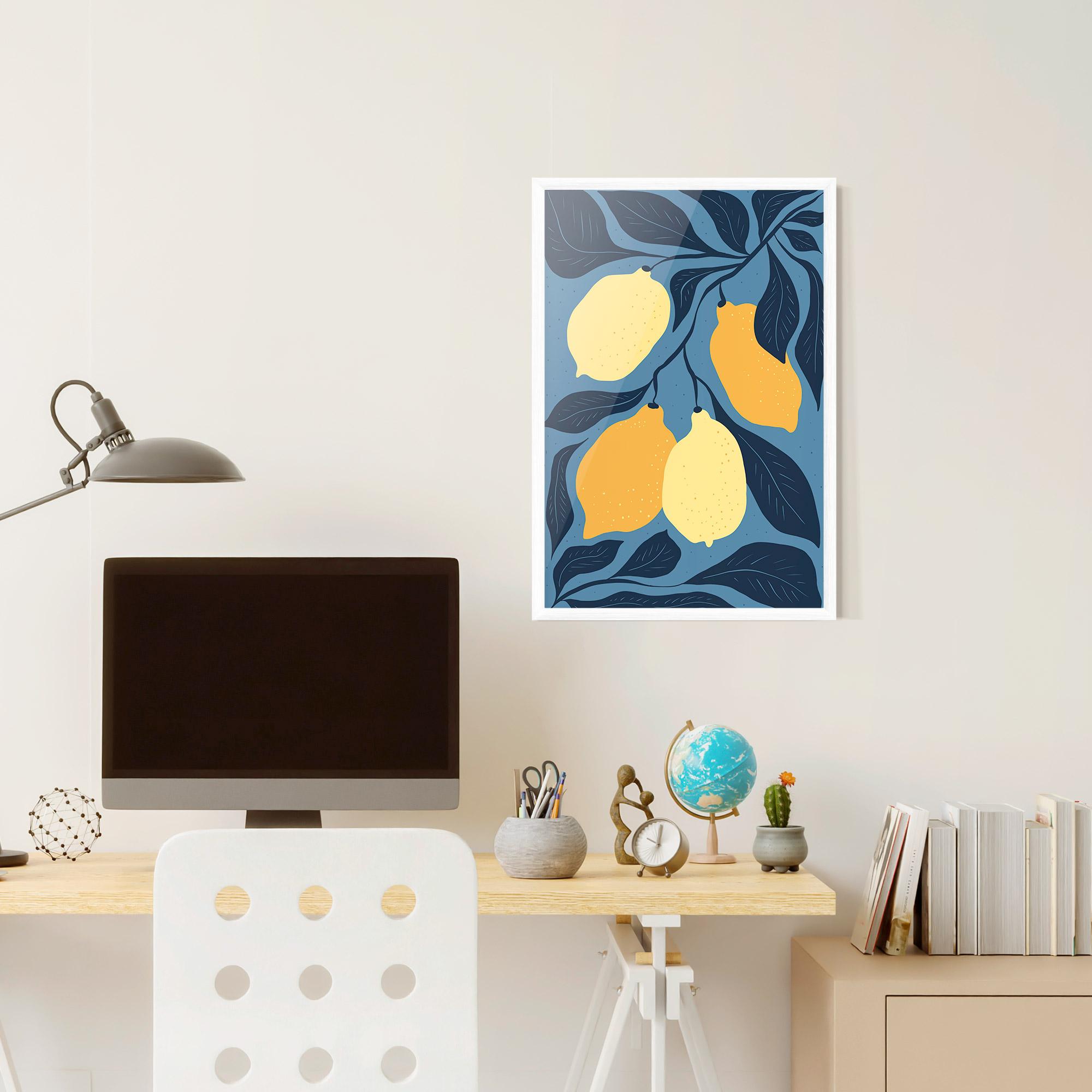 Keretezett Poszter Lemon On Blue mockup 6