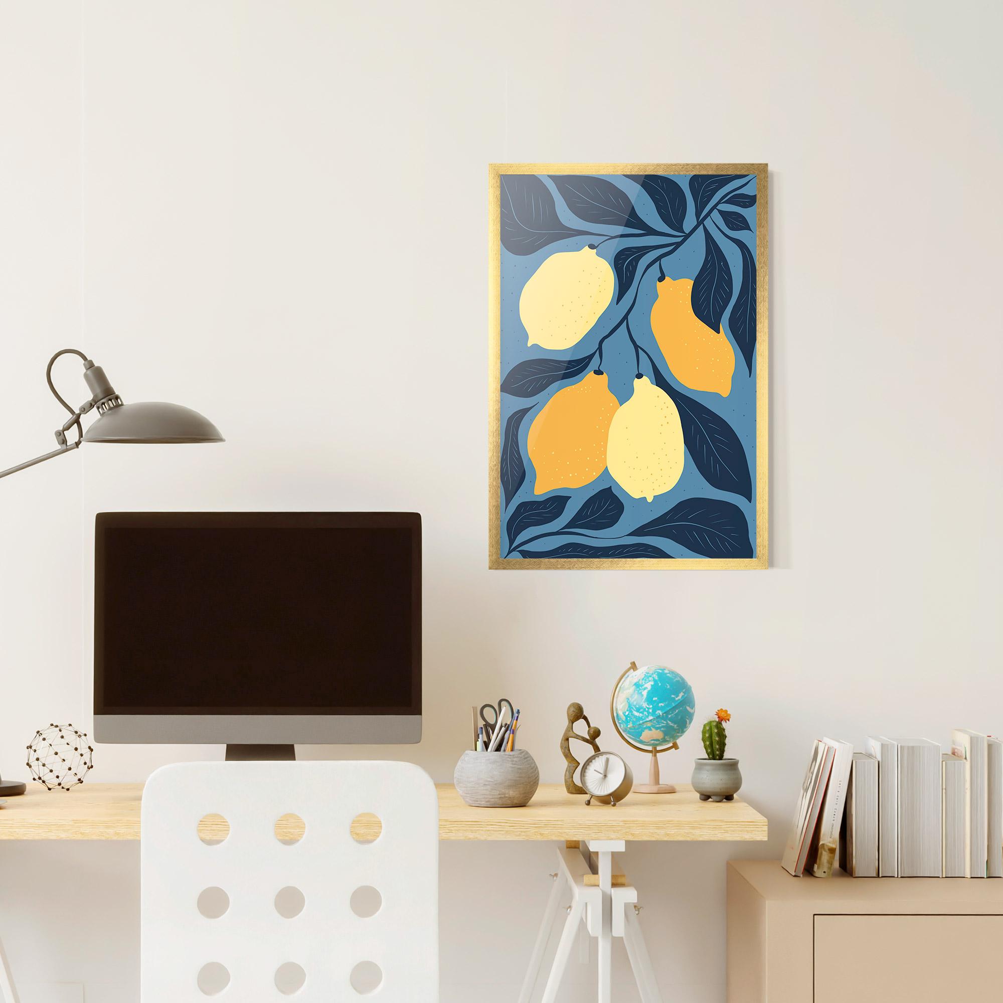 Keretezett Poszter Lemon On Blue mockup 6
