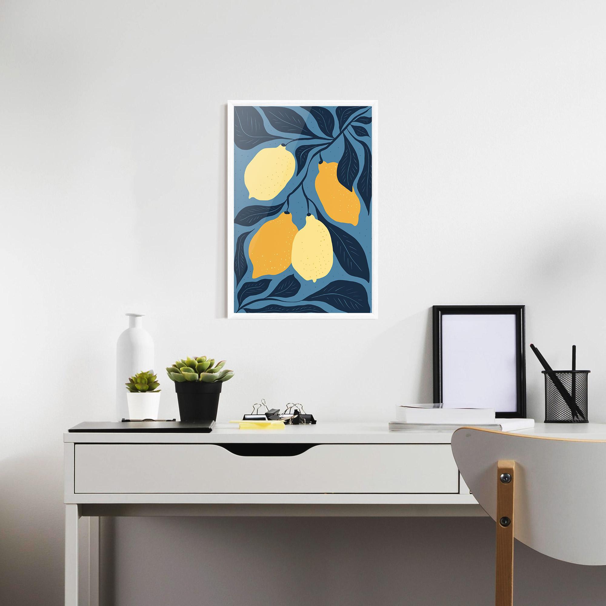Keretezett Poszter Lemon On Blue mockup 7