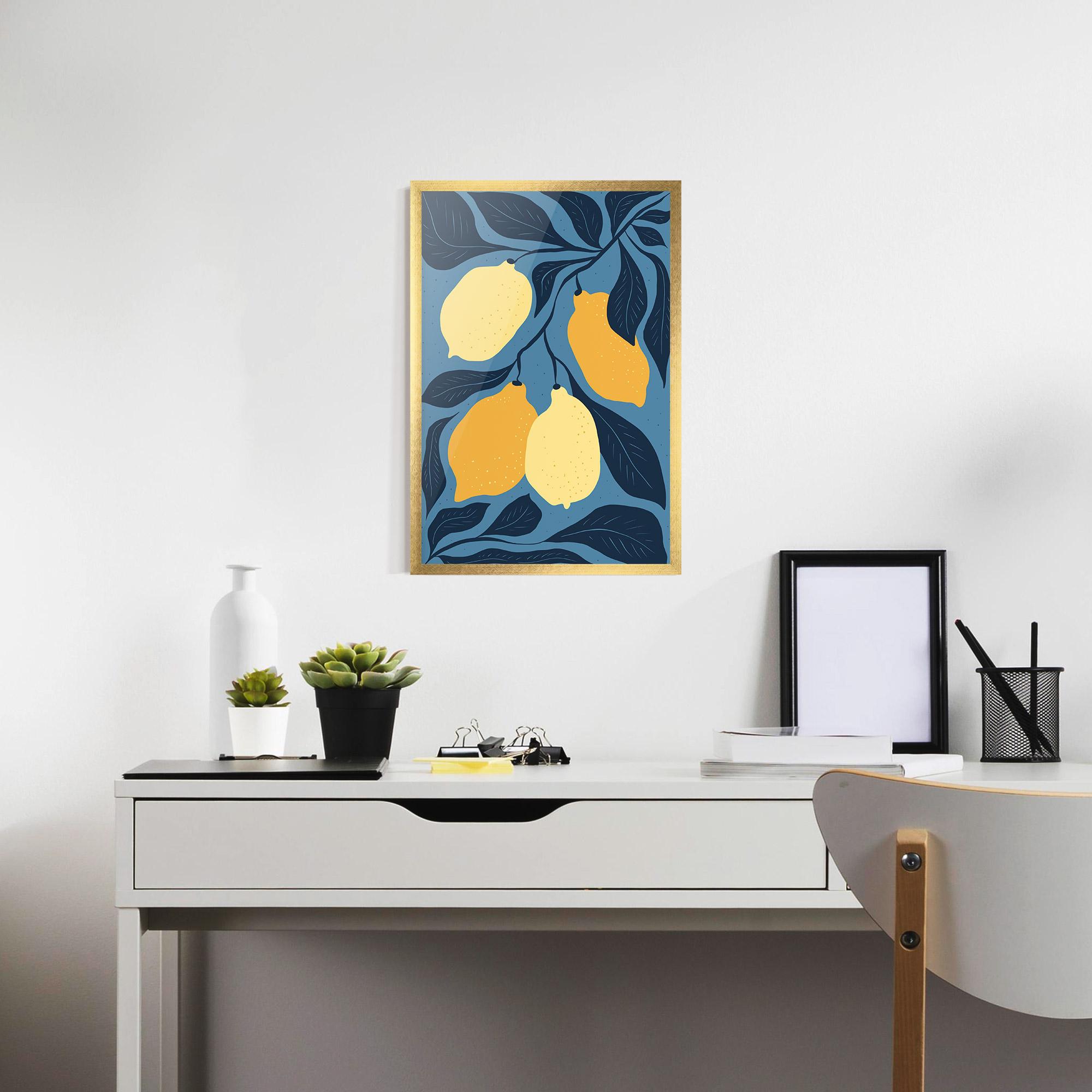 Keretezett Poszter Lemon On Blue mockup 7