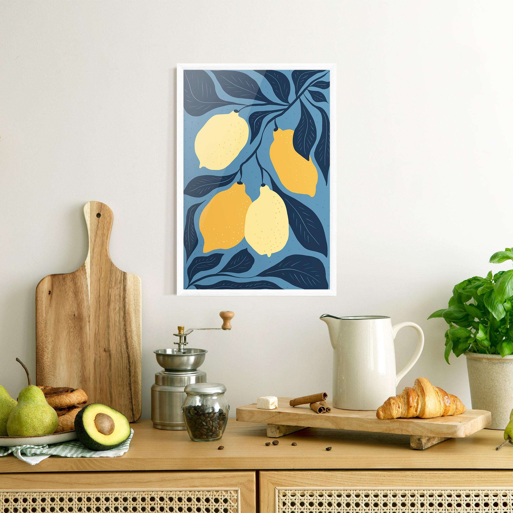 Keretezett Poszter Lemon On Blue mockup 8